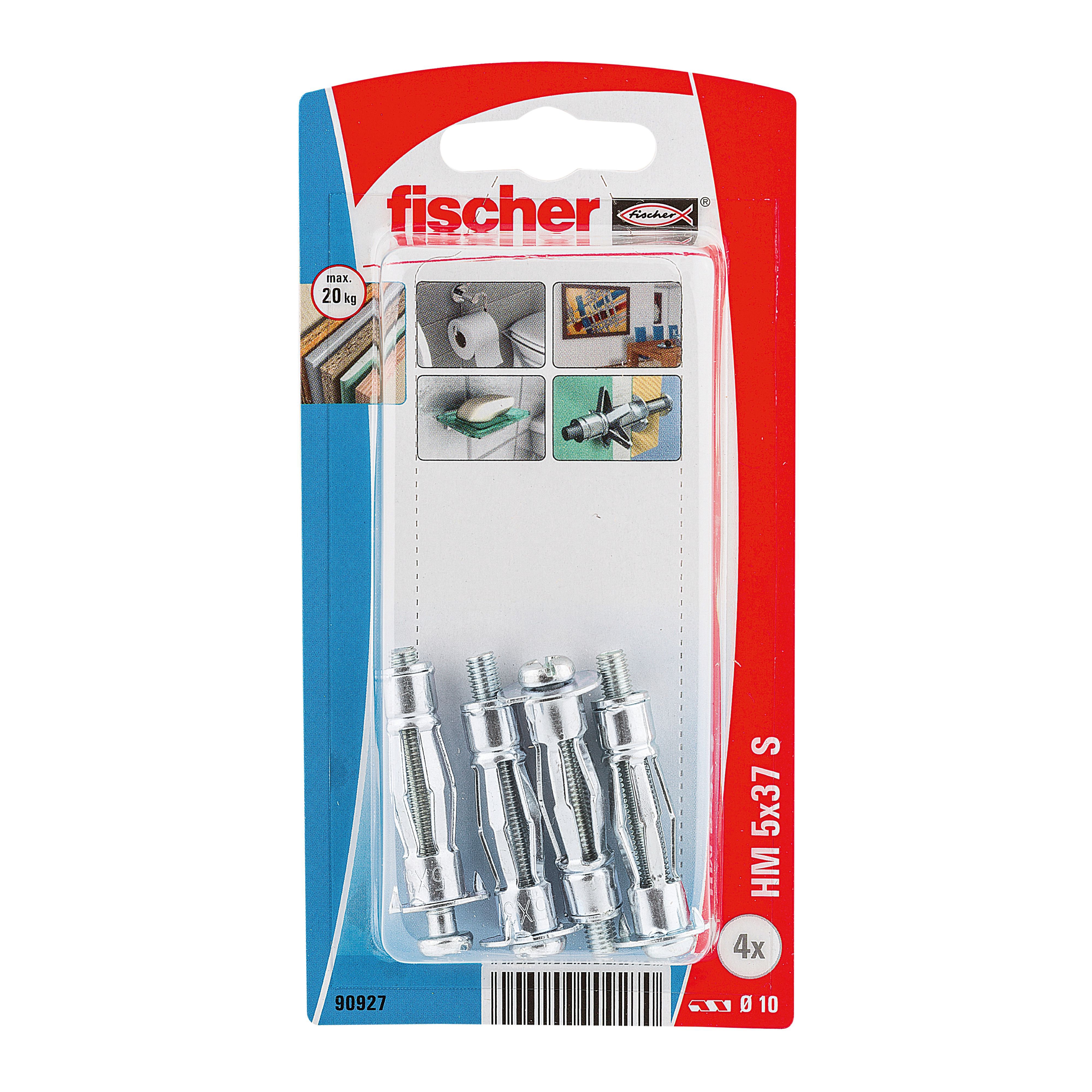 Fischer Steel Pan head Hollow wall anchor M5 (L)37mm, Pack of 4