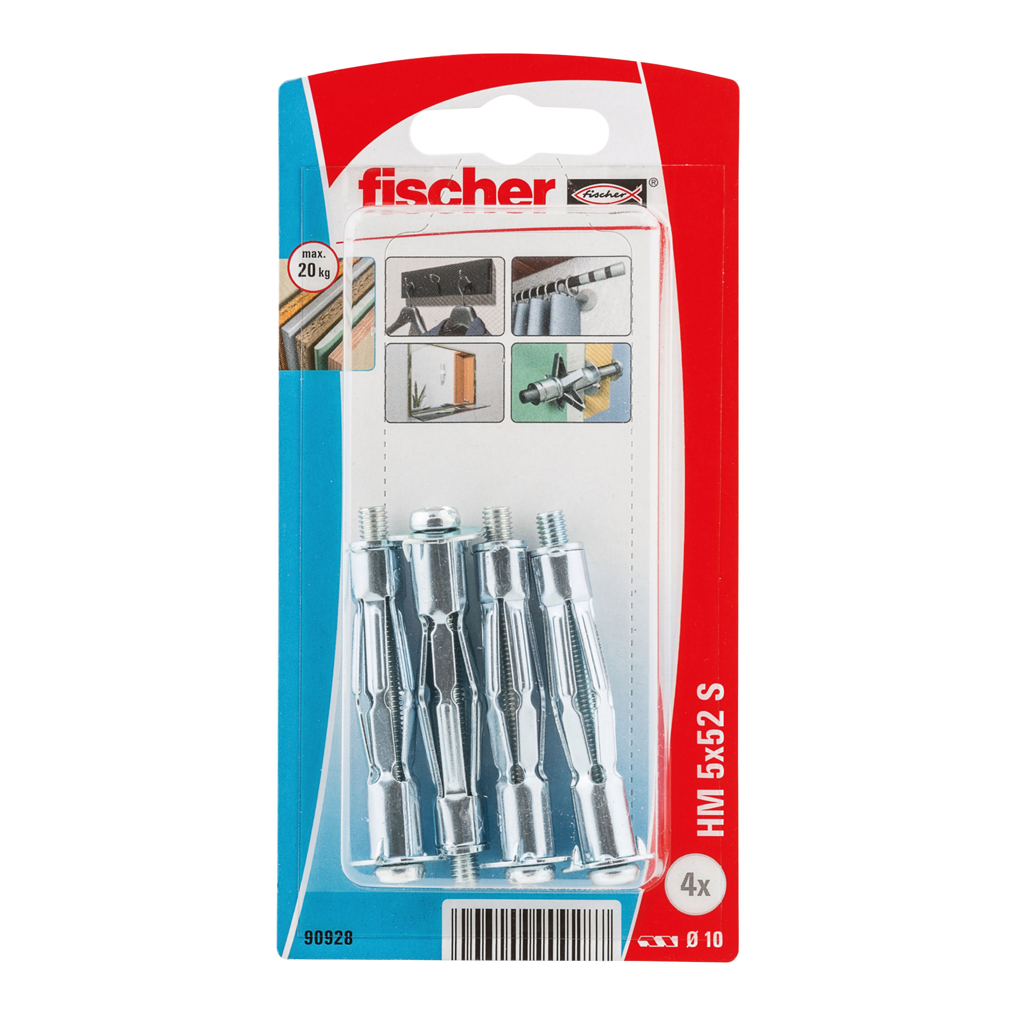 Fischer Steel Pan head Hollow wall anchor M5 (L)52mm, Pack of 4
