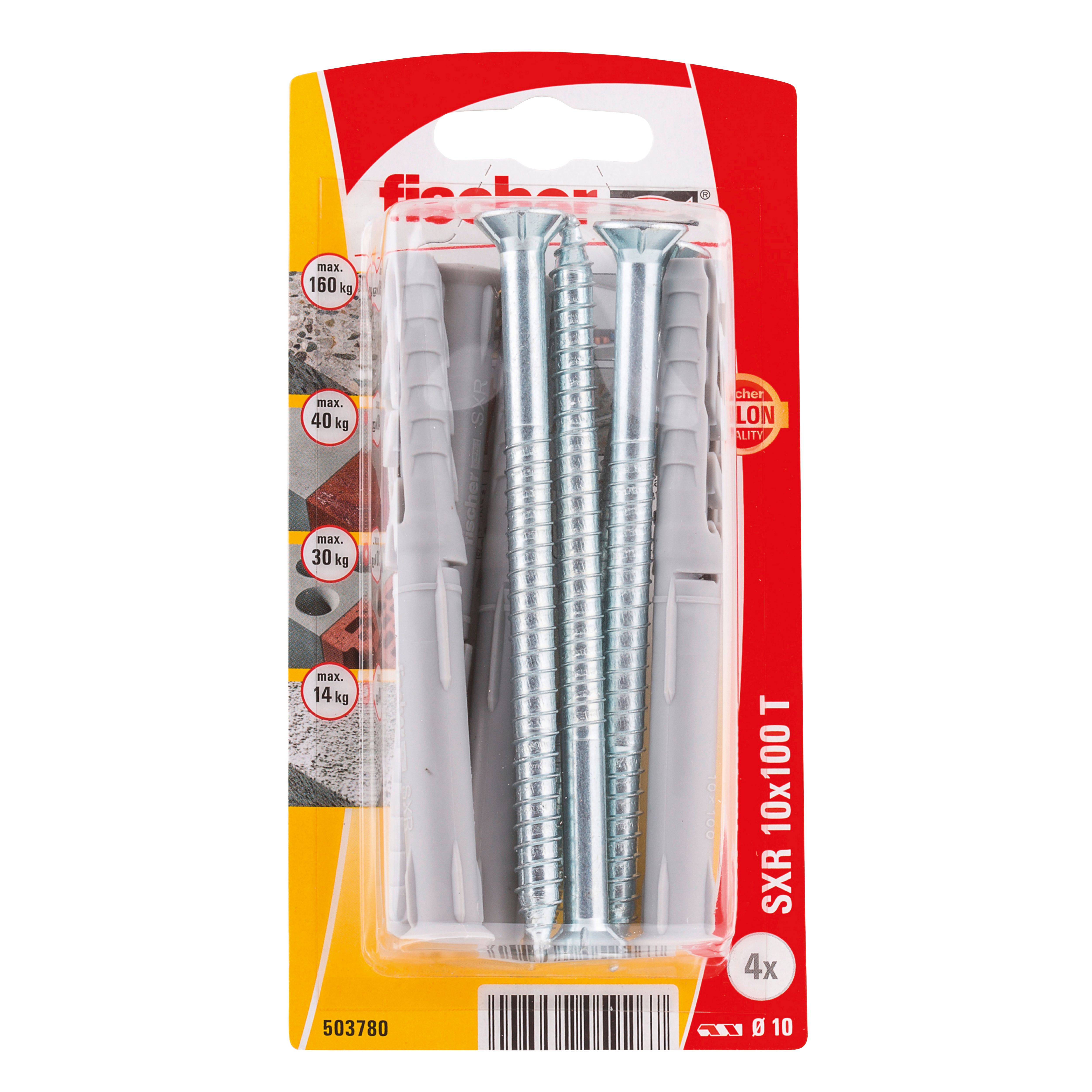 Fischer TX Countersunk Frame fixing (Dia)10mm (L)100mm, Pack of 4