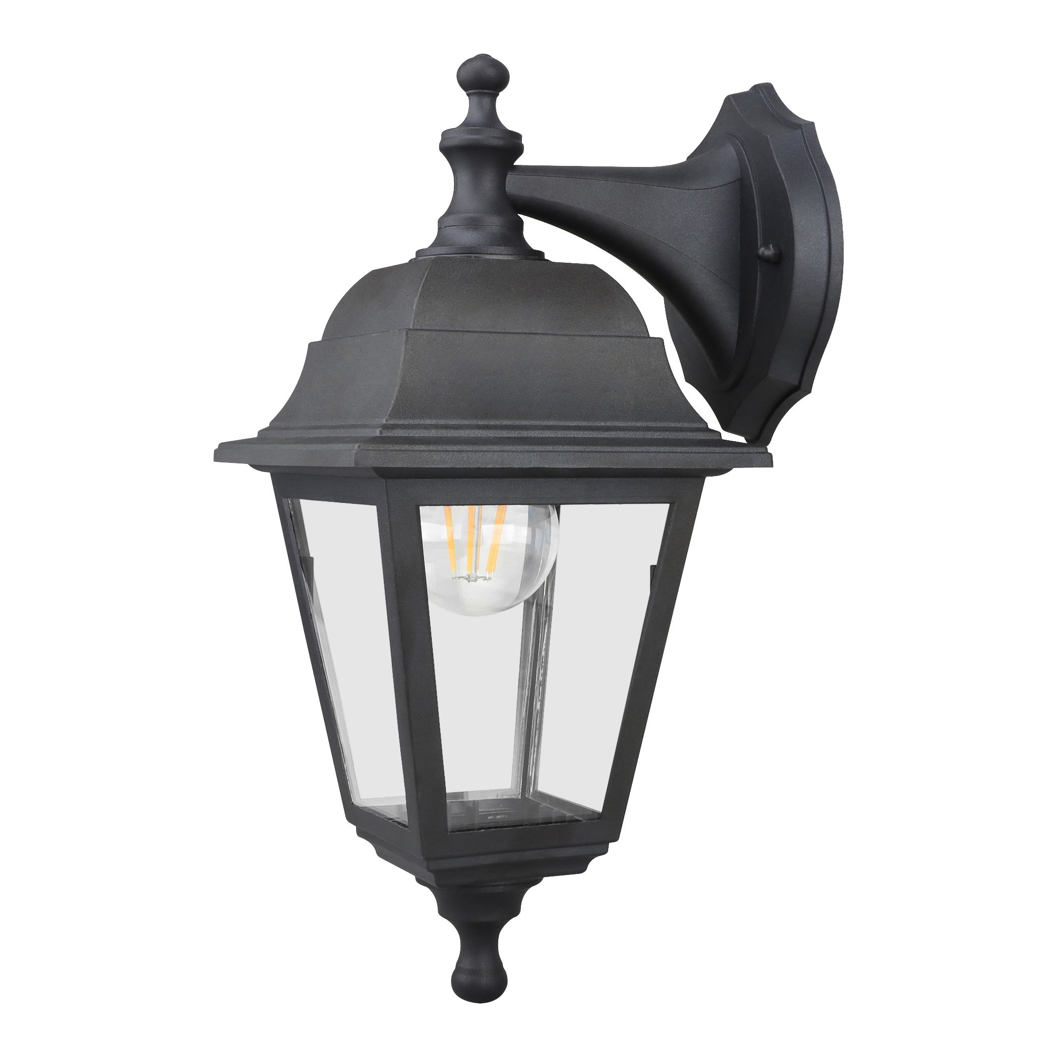 Fixed Black Mains-powered Outdoor Wall light with Up & down installation