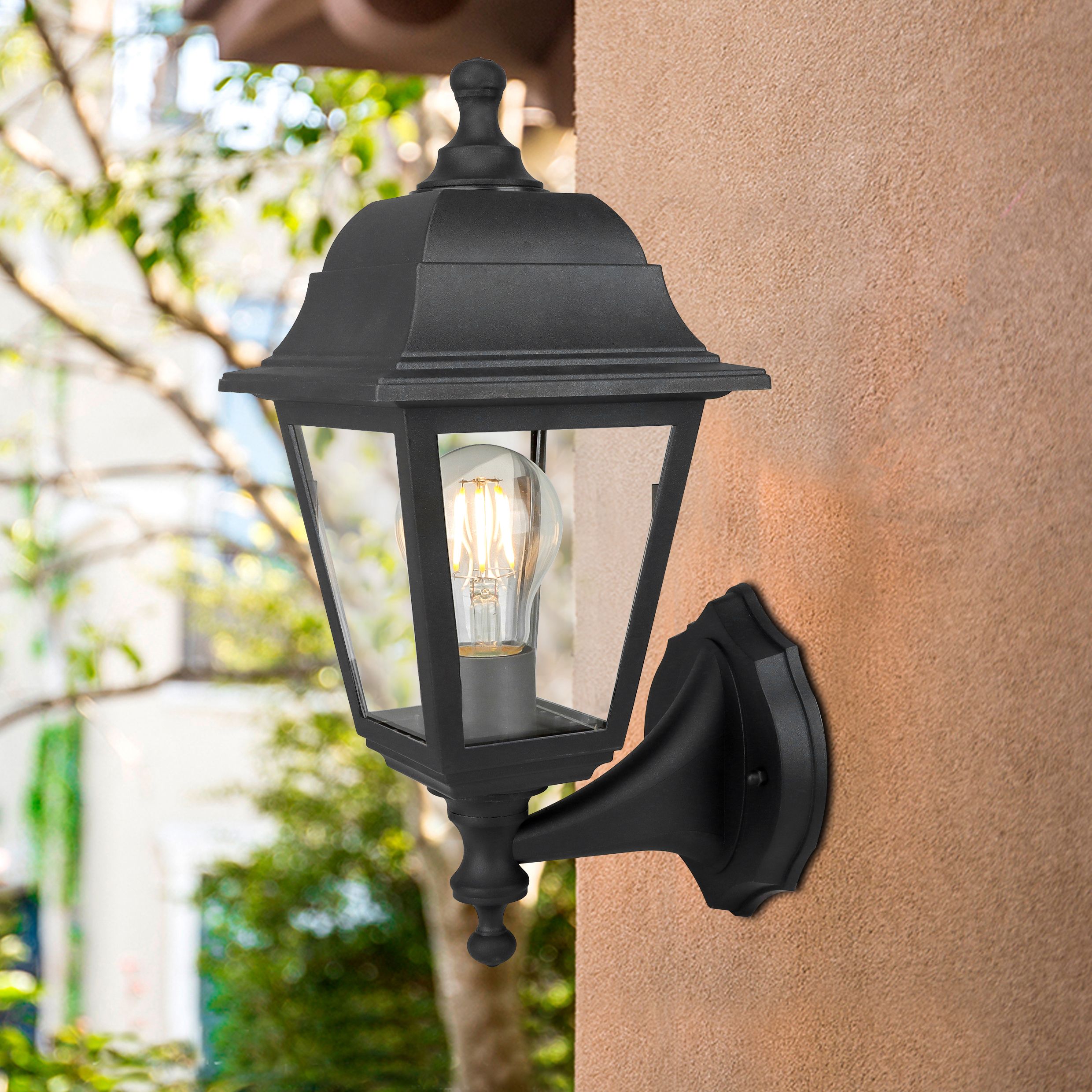 Fixed Black Mains-powered Outdoor Wall light with Up & down installation