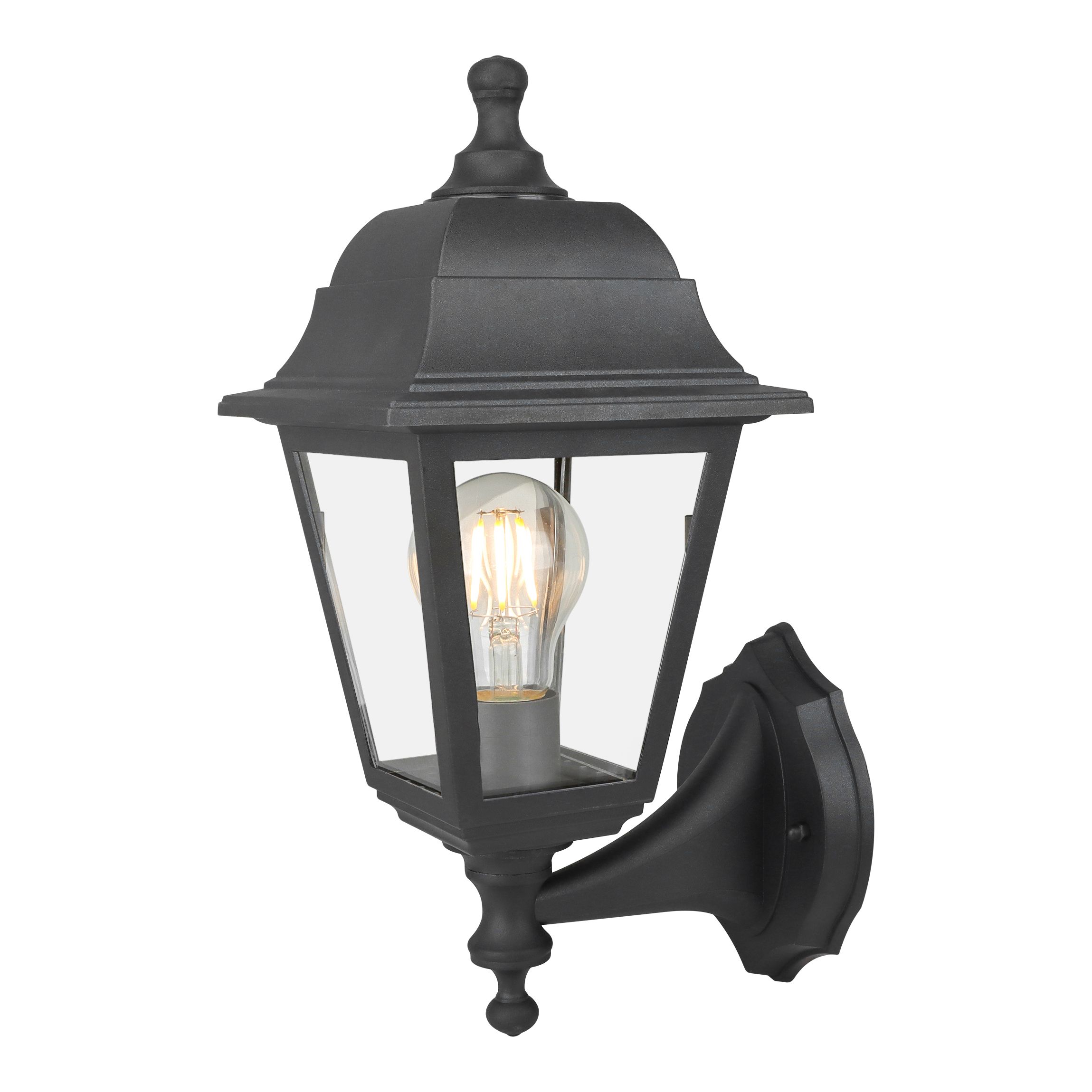 Fixed Black Mains-powered Outdoor Wall light with Up & down installation