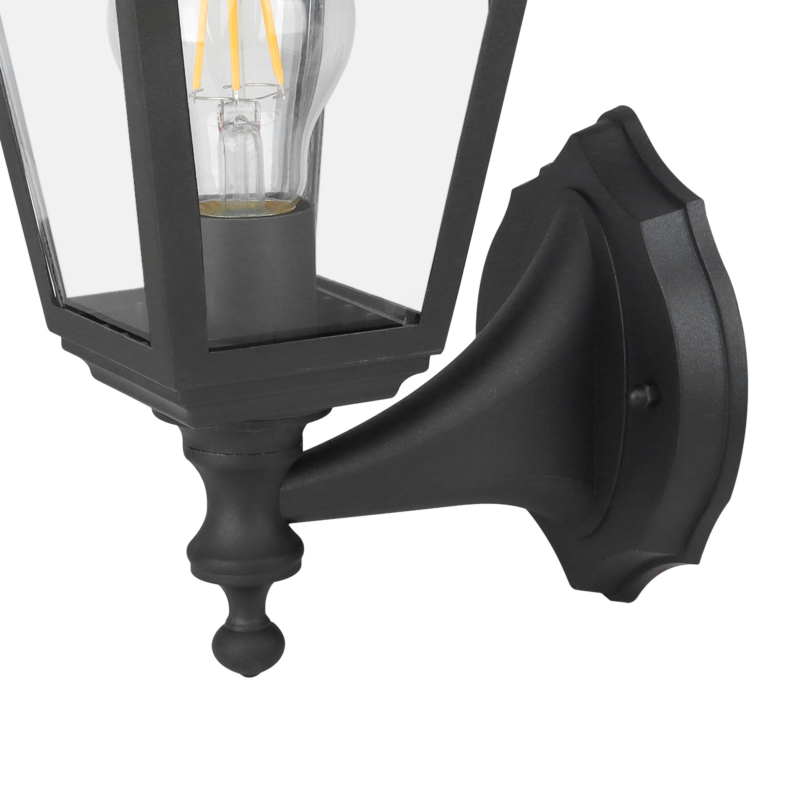 Fixed Black Mains-powered Outdoor Wall light with Up & down installation