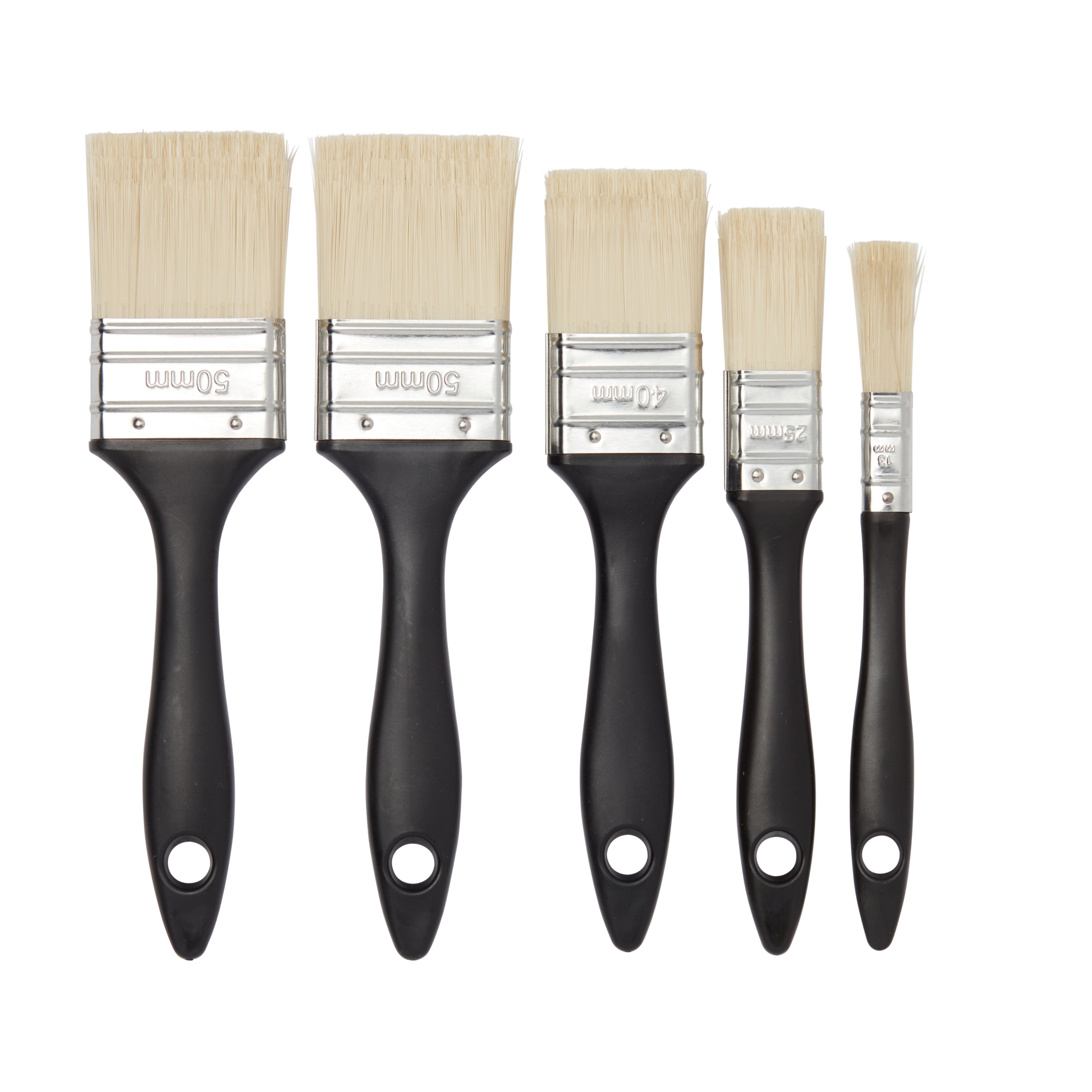 Flagged tip Paint brush, Set of 5 DIY at B&Q