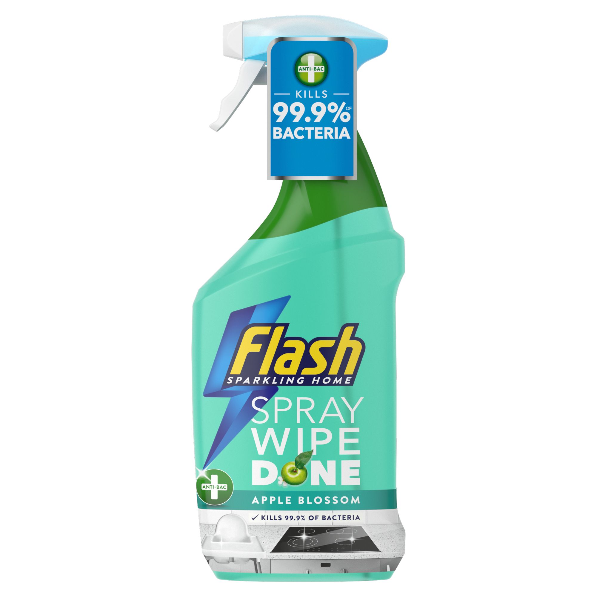 Flash Spray, Wipe, Done Apple Blossom Antibacterial Kitchen Multi-surface Cleaner, 800ml