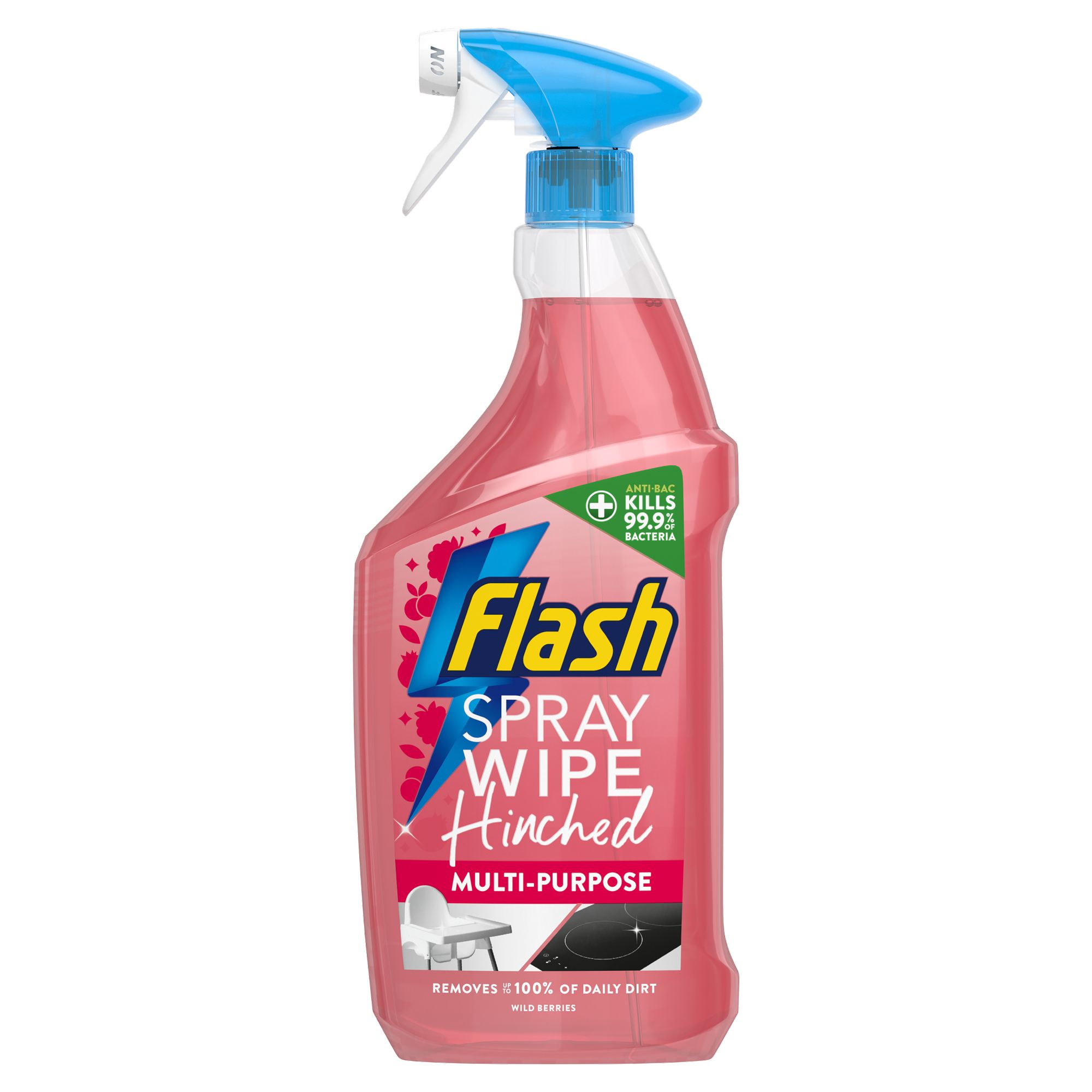 Flash Spray, Wipe, Hinched Wild Berries Multi-surface Cleaning spray, 800ml