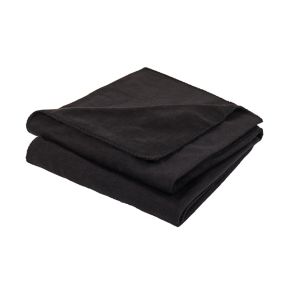 Fleece Black Plain Fleece Throw