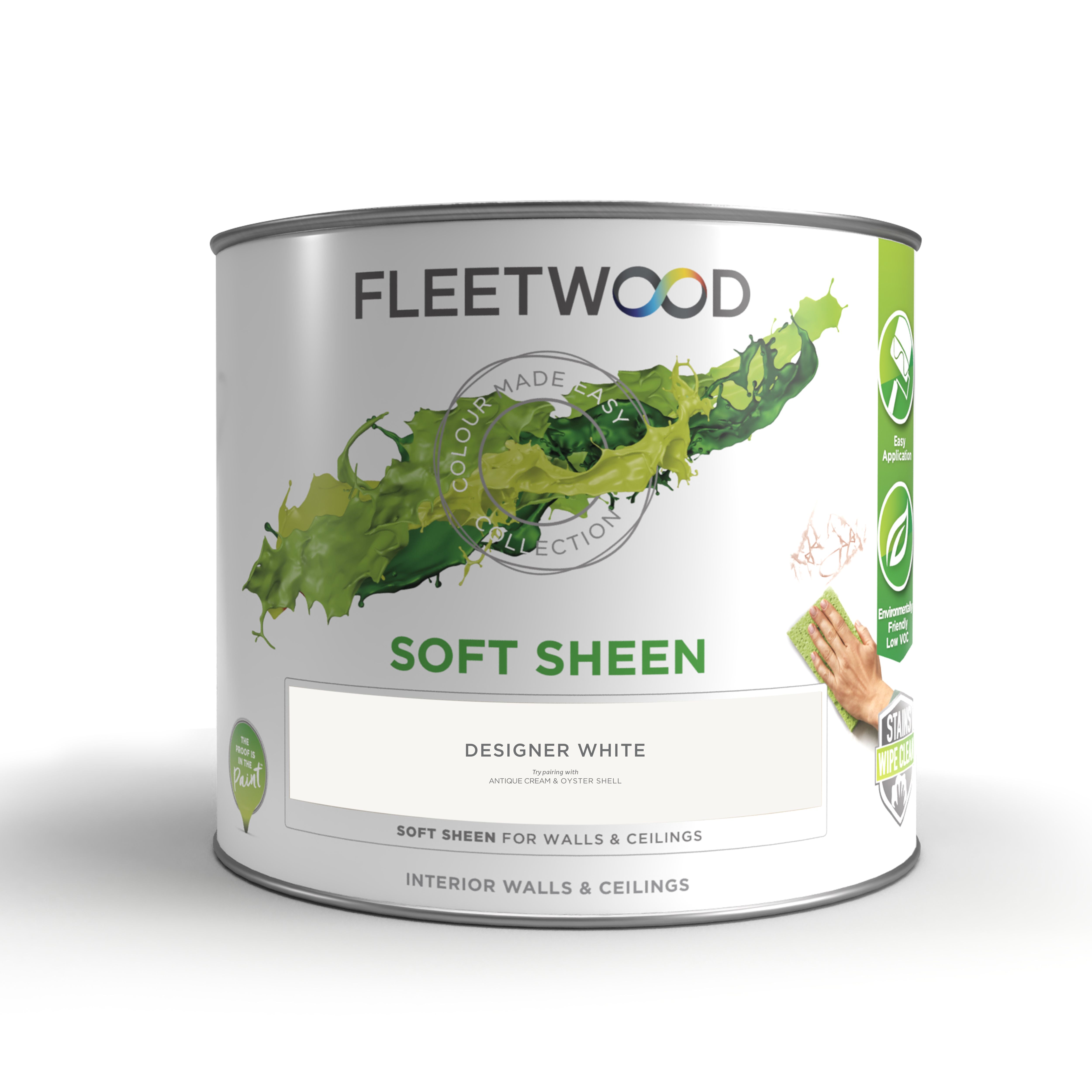Fleetwood Designer White Soft sheen Emulsion paint, 2.5L