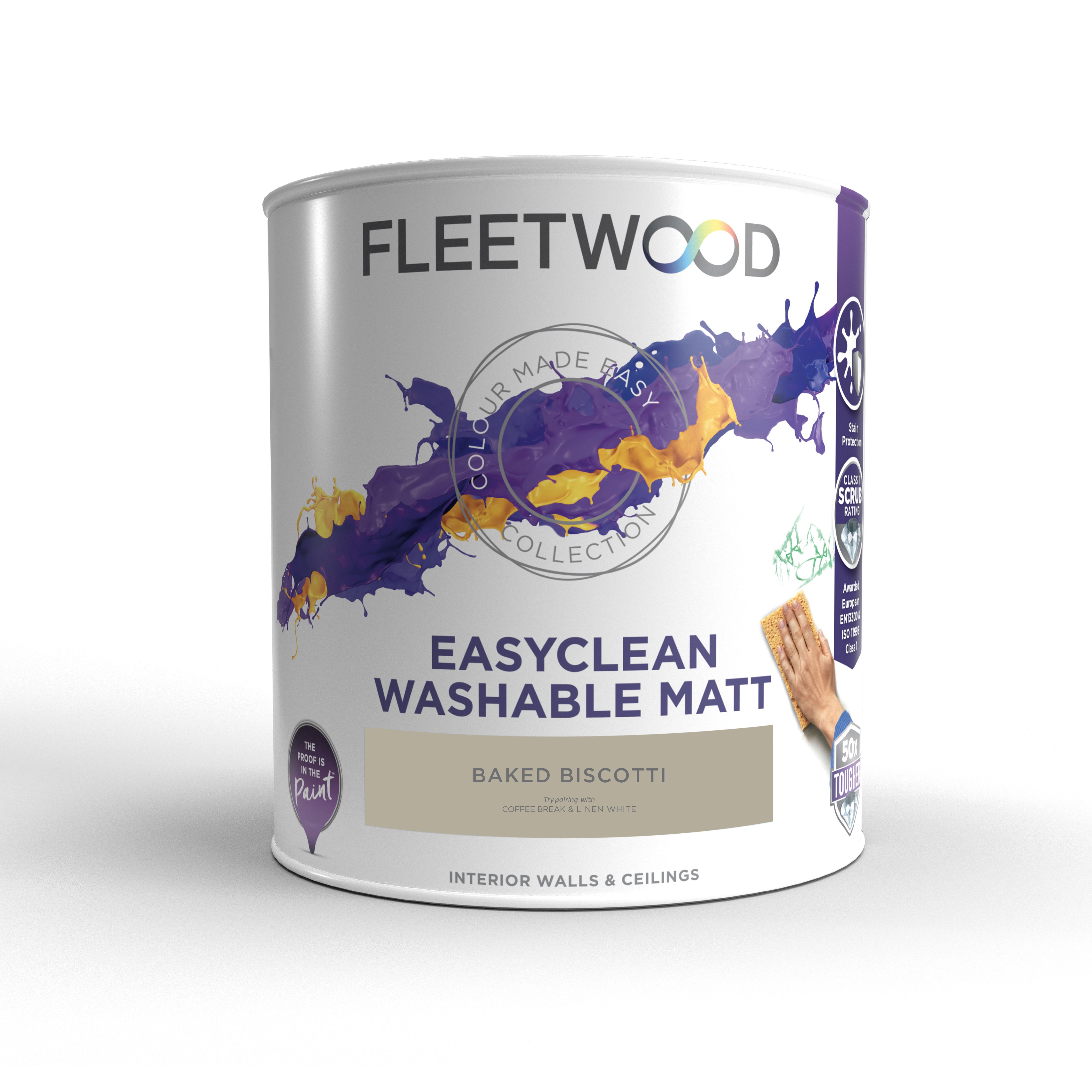 Fleetwood Easyclean Matt Baked Biscotti Emulsion paint, 5L