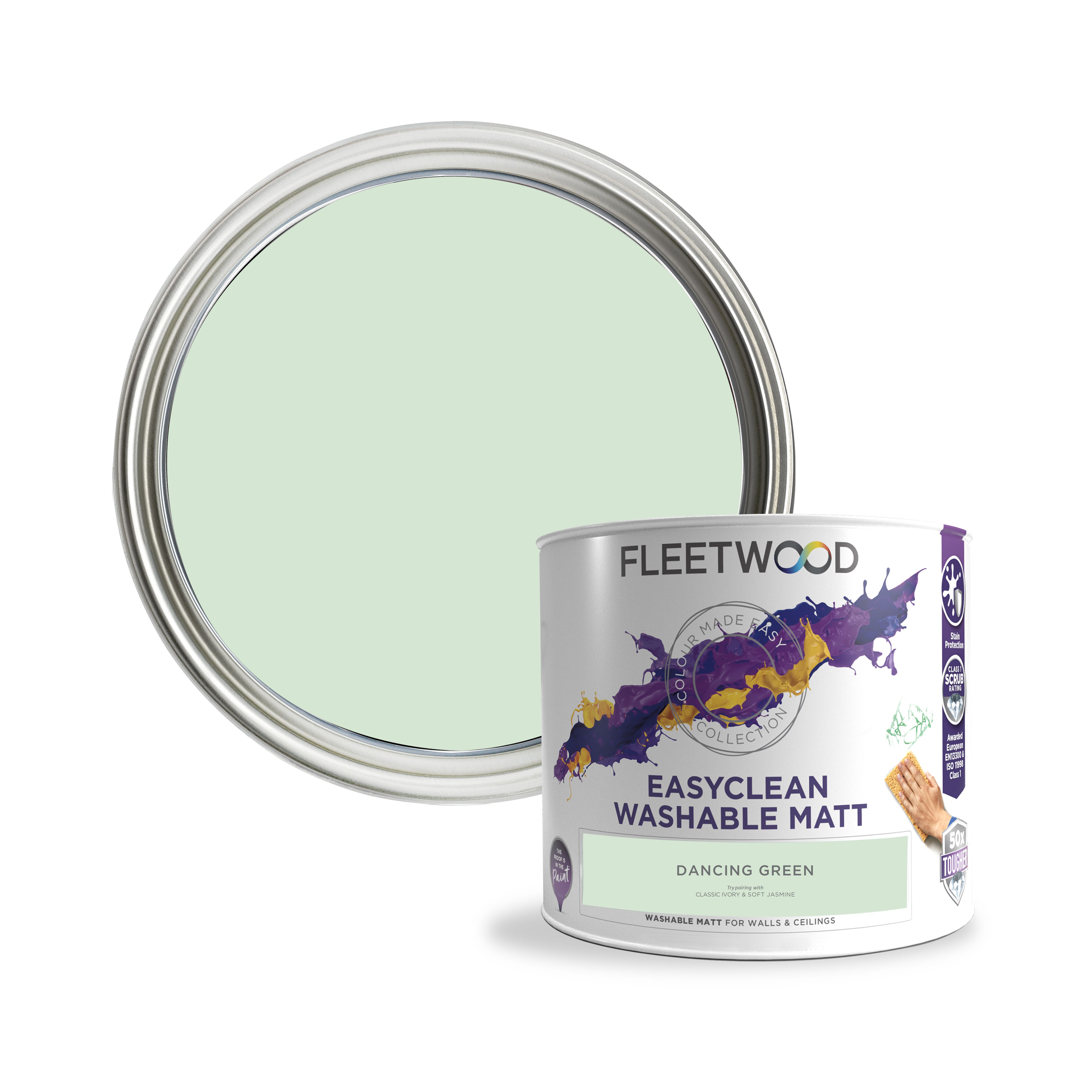 Fleetwood Easyclean Matt Dancing Green Emulsion paint, 2.5L DIY at B&Q