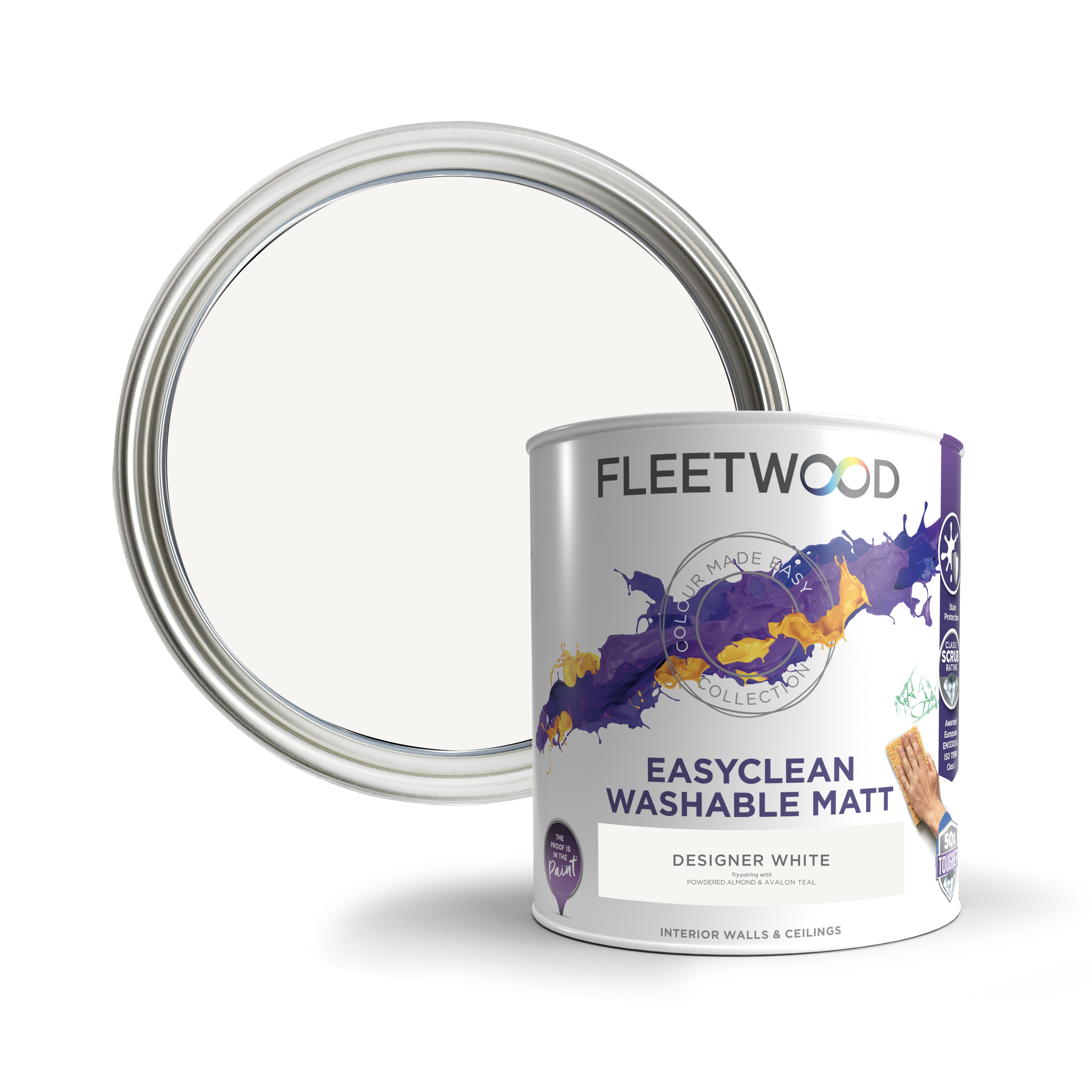 Fleetwood Easyclean Matt Designer White Emulsion paint, 5L | DIY at B&Q