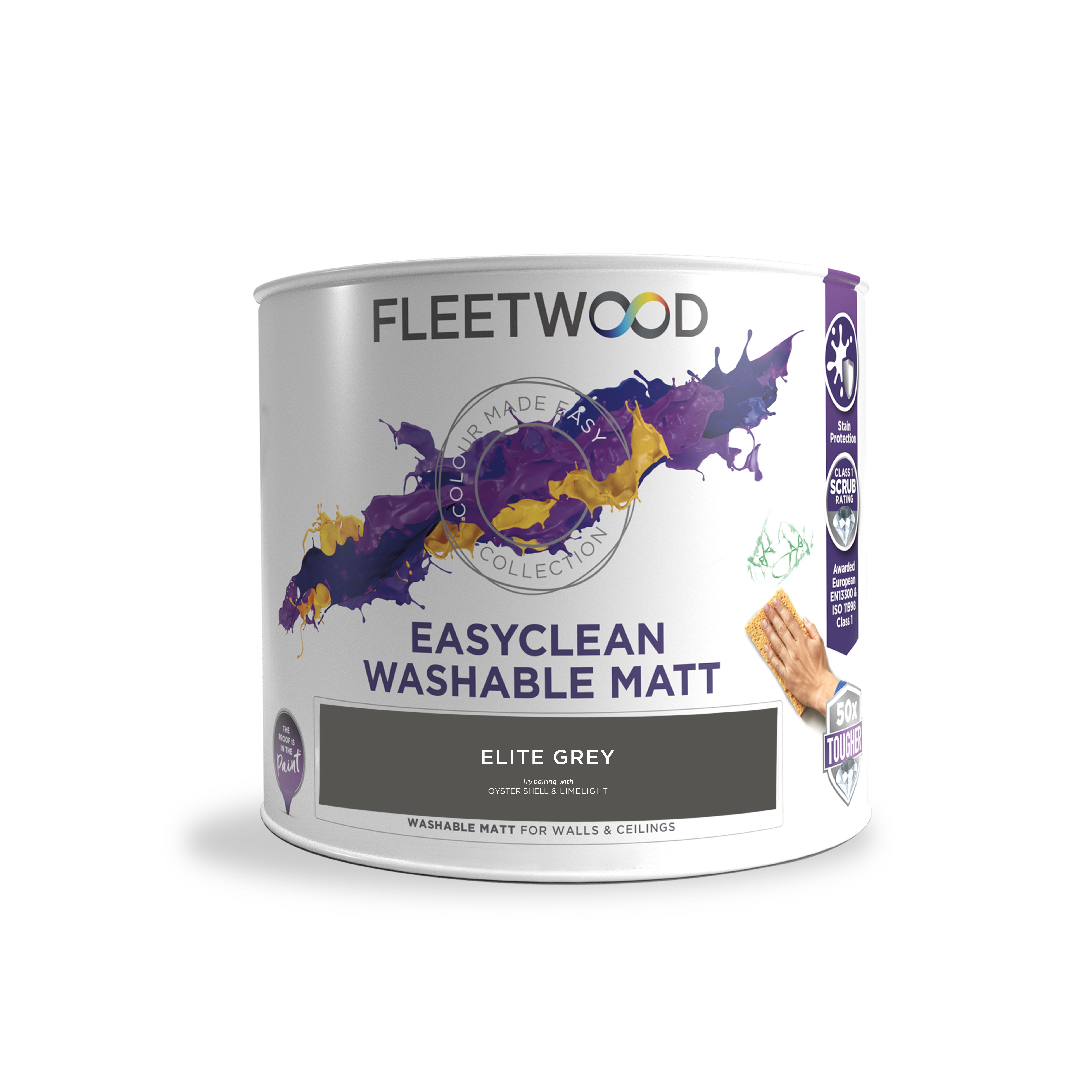 Fleetwood Easyclean Matt Elite Grey Matt Emulsion paint, 2.5L