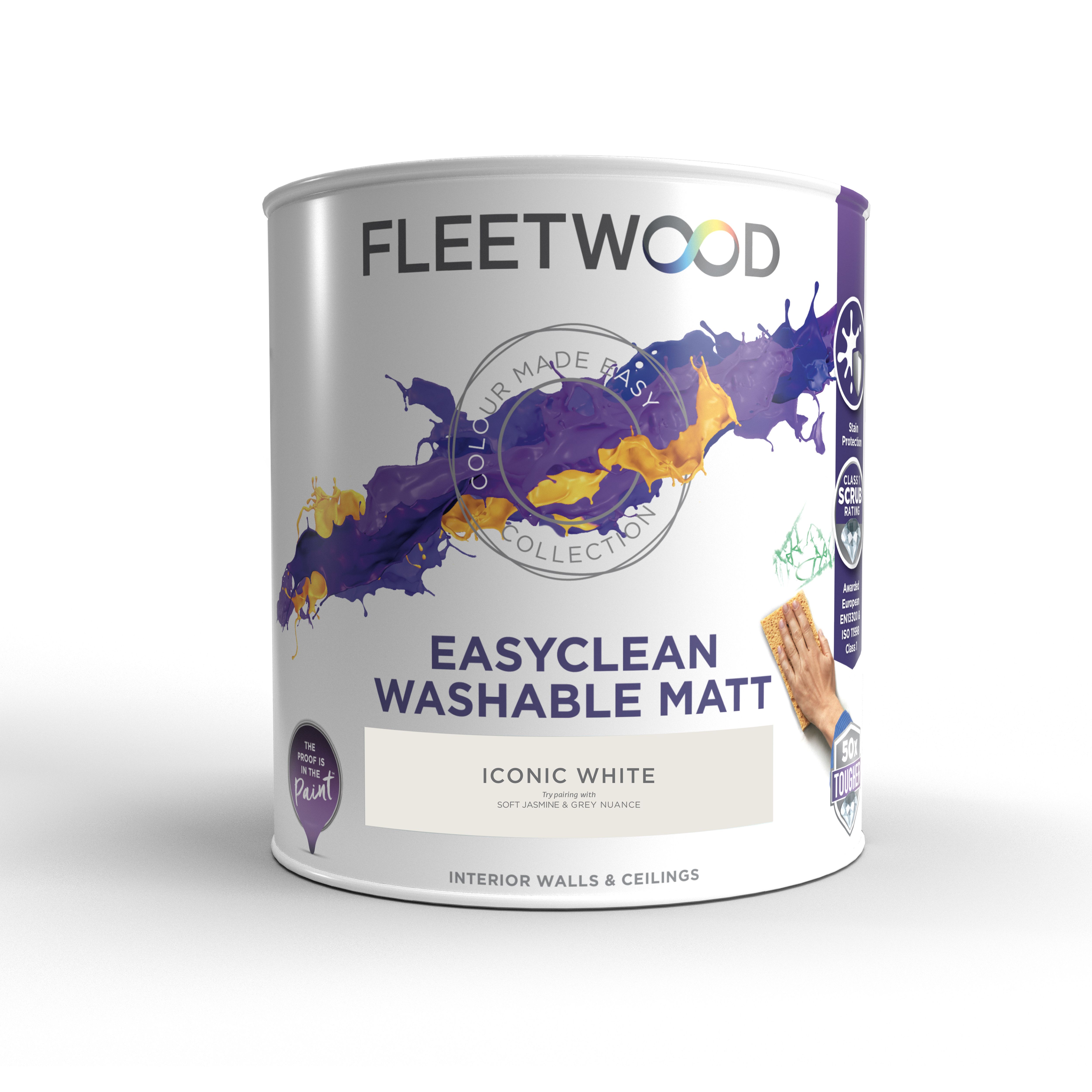 Fleetwood Easyclean Matt Iconic White Matt Emulsion paint, 5L