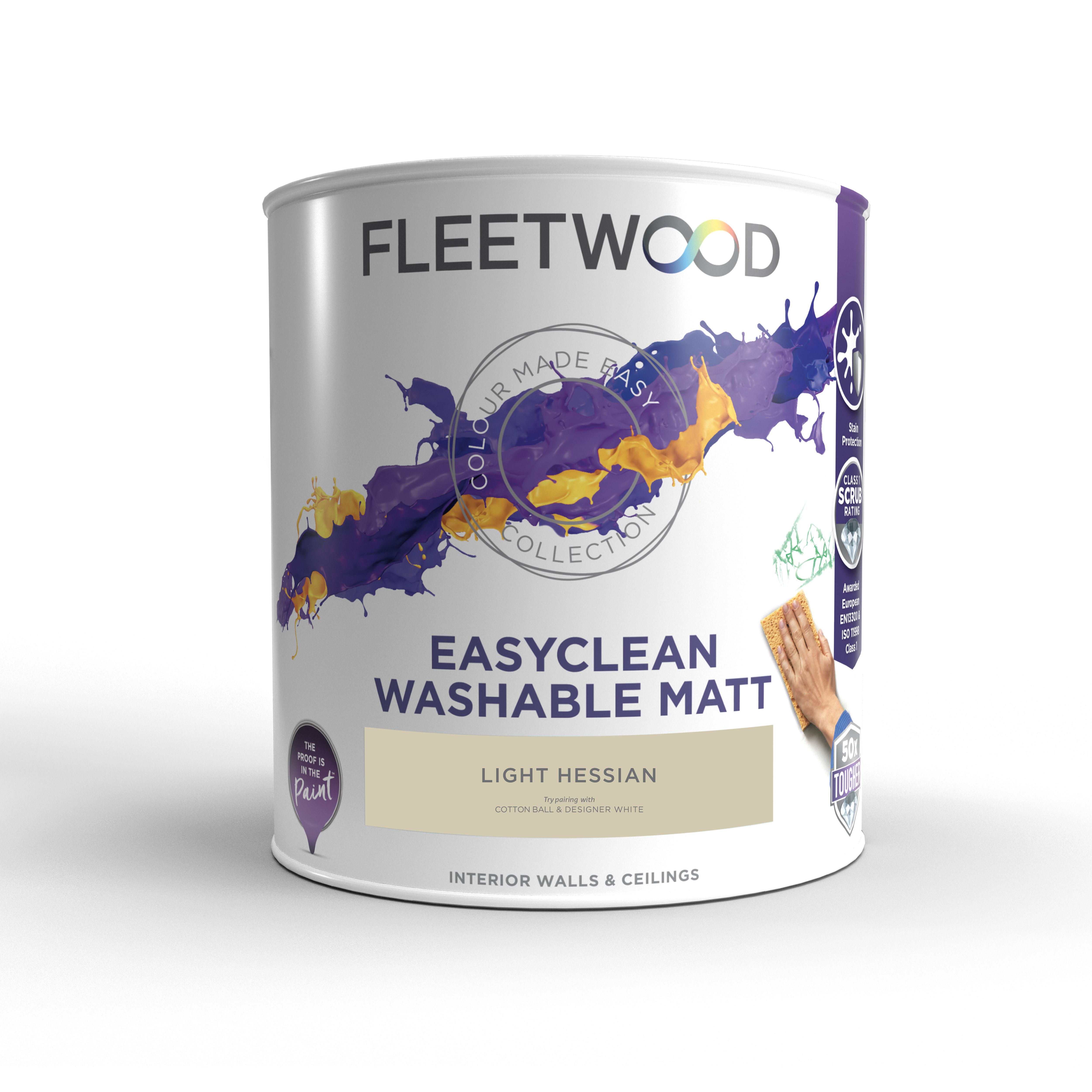 Fleetwood Easyclean Matt Light Hessian Matt Emulsion paint, 5L