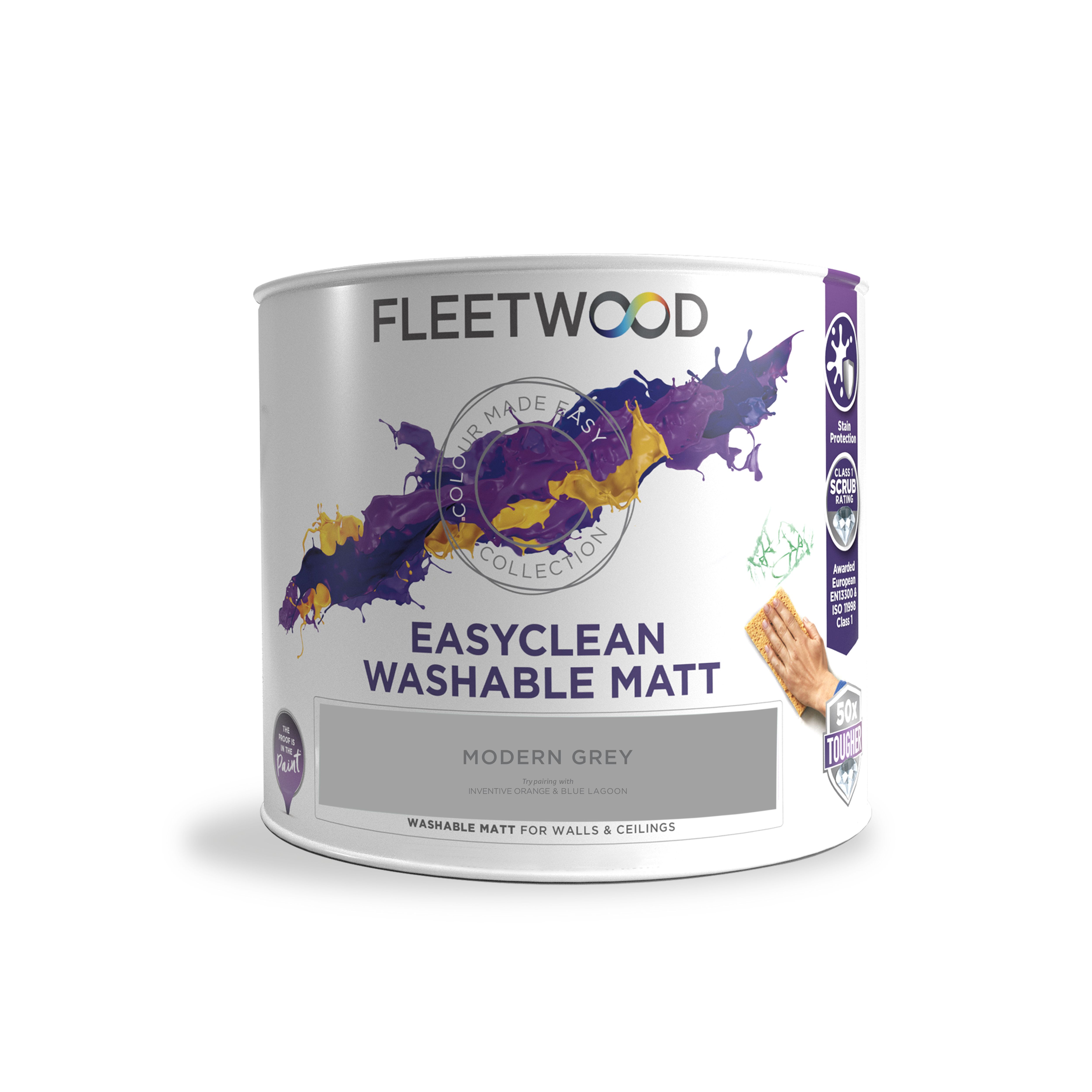 Fleetwood Easyclean Matt Modern Grey Matt Emulsion paint, 2.5L