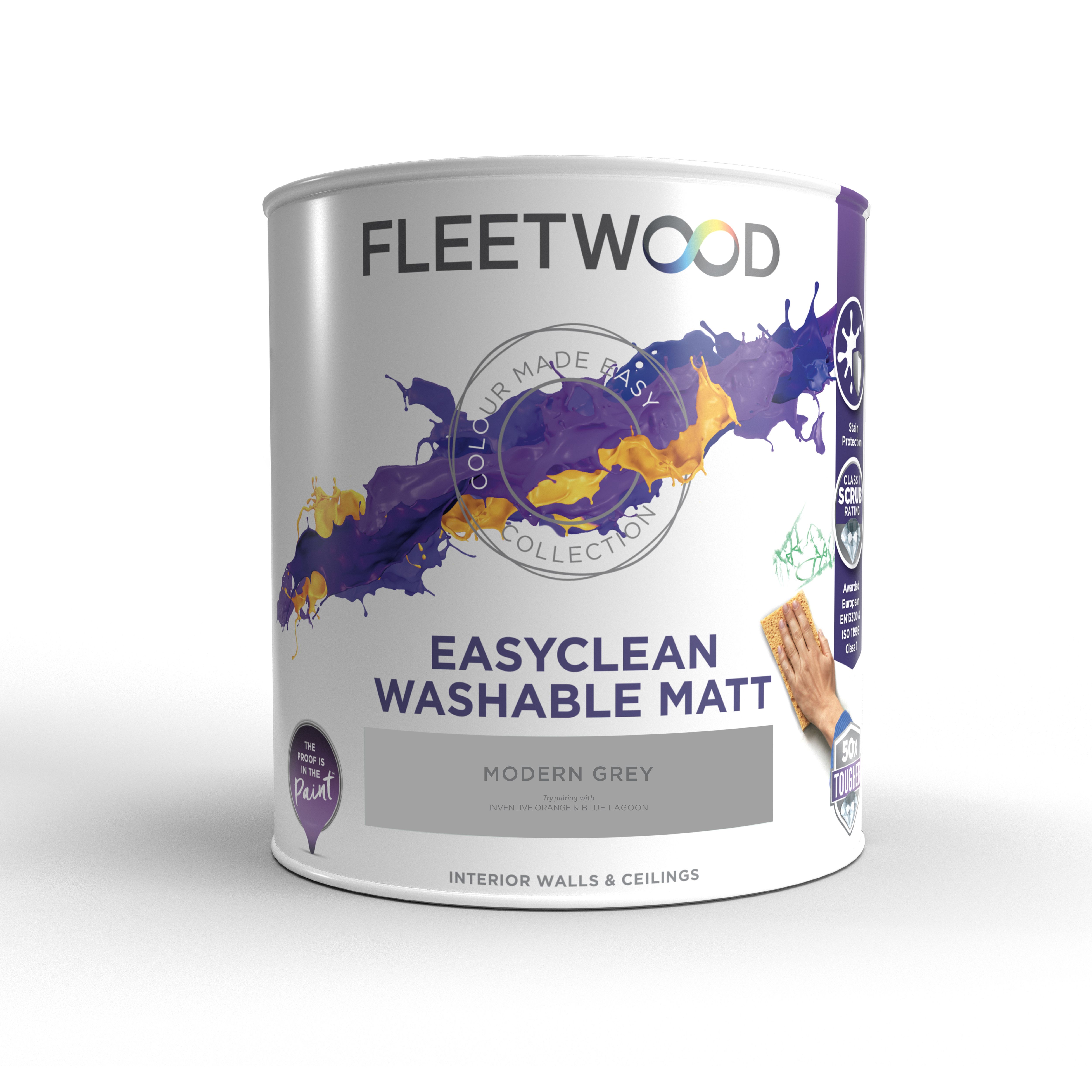 Fleetwood Easyclean Matt Modern Grey Matt Emulsion paint, 5L