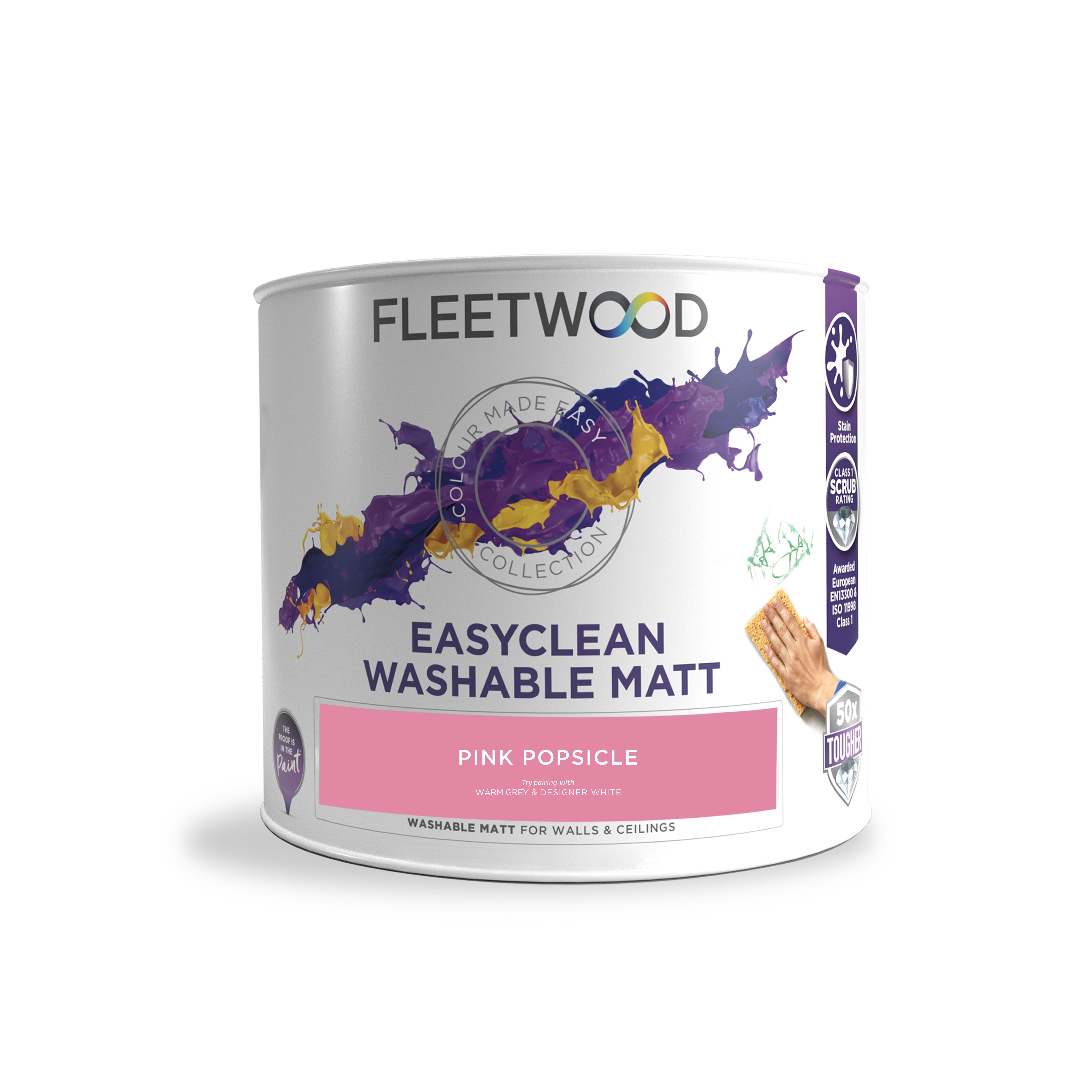 Fleetwood Easyclean Matt Pink Popsicle Matt Emulsion paint, 2.5L