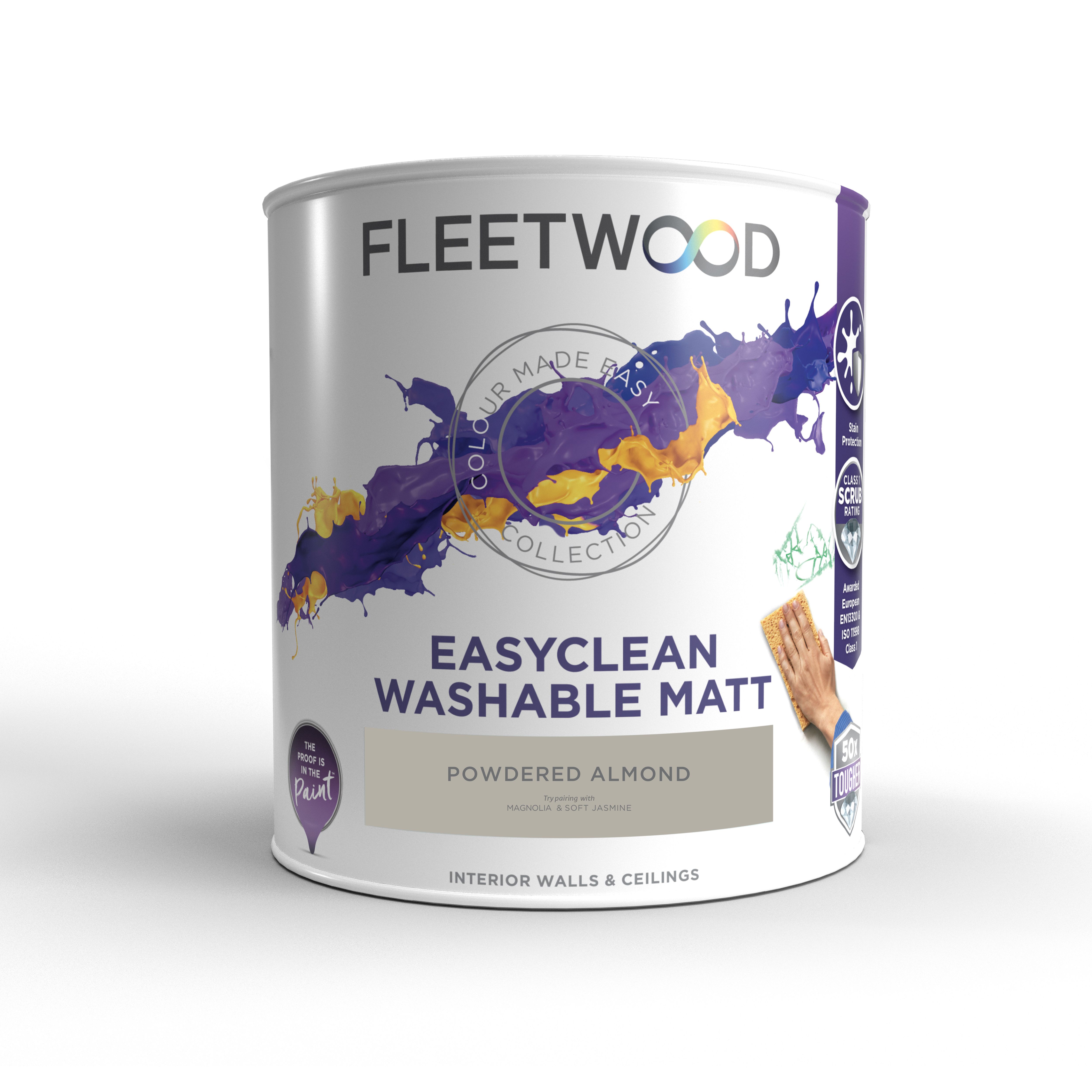 Fleetwood Easyclean Matt Powdered Almond Matt Emulsion paint, 5L