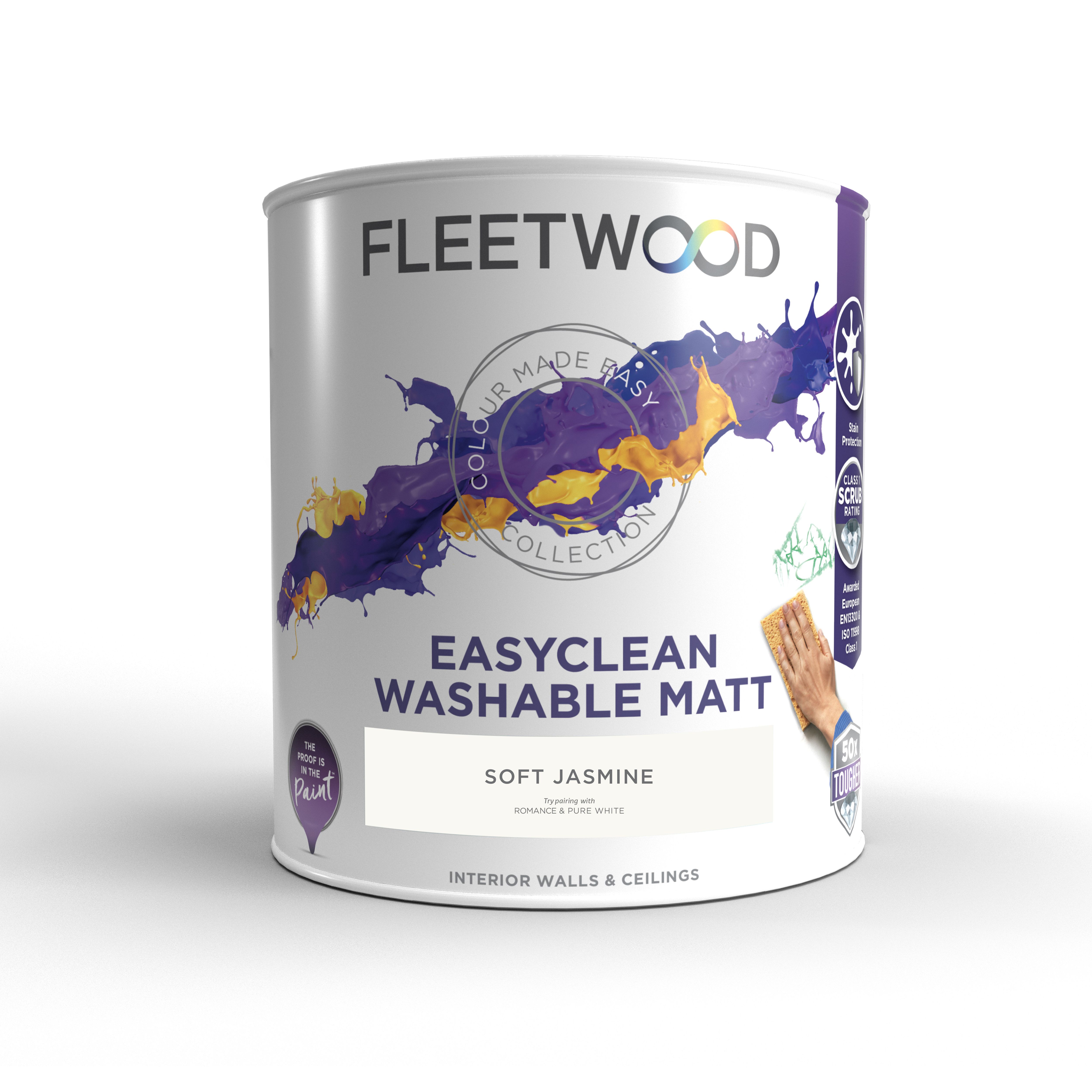 Fleetwood Easyclean Matt Soft Jasmine Matt Emulsion paint, 5L