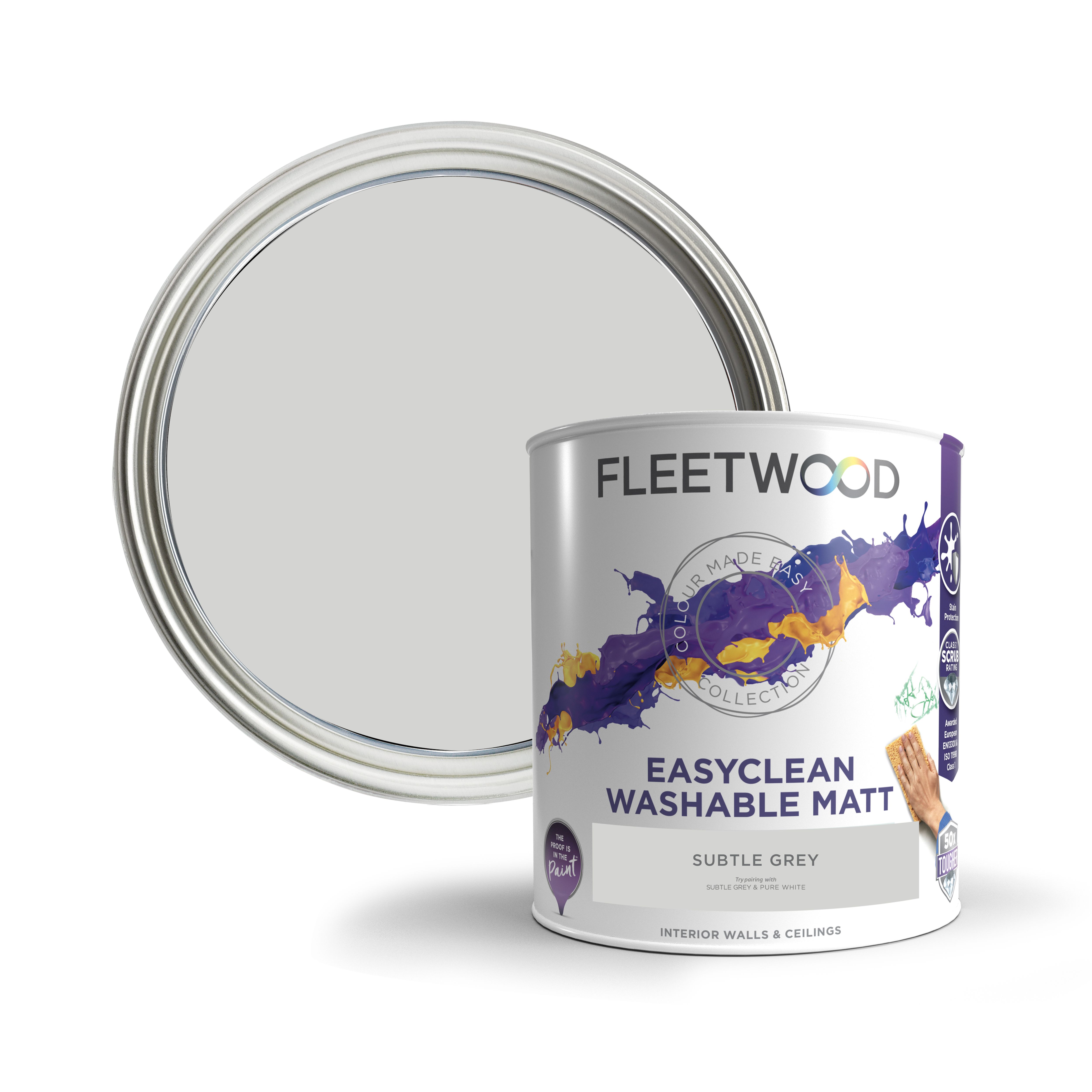 Fleetwood Easyclean Matt Subtle Grey Emulsion paint, 5L DIY at B&Q