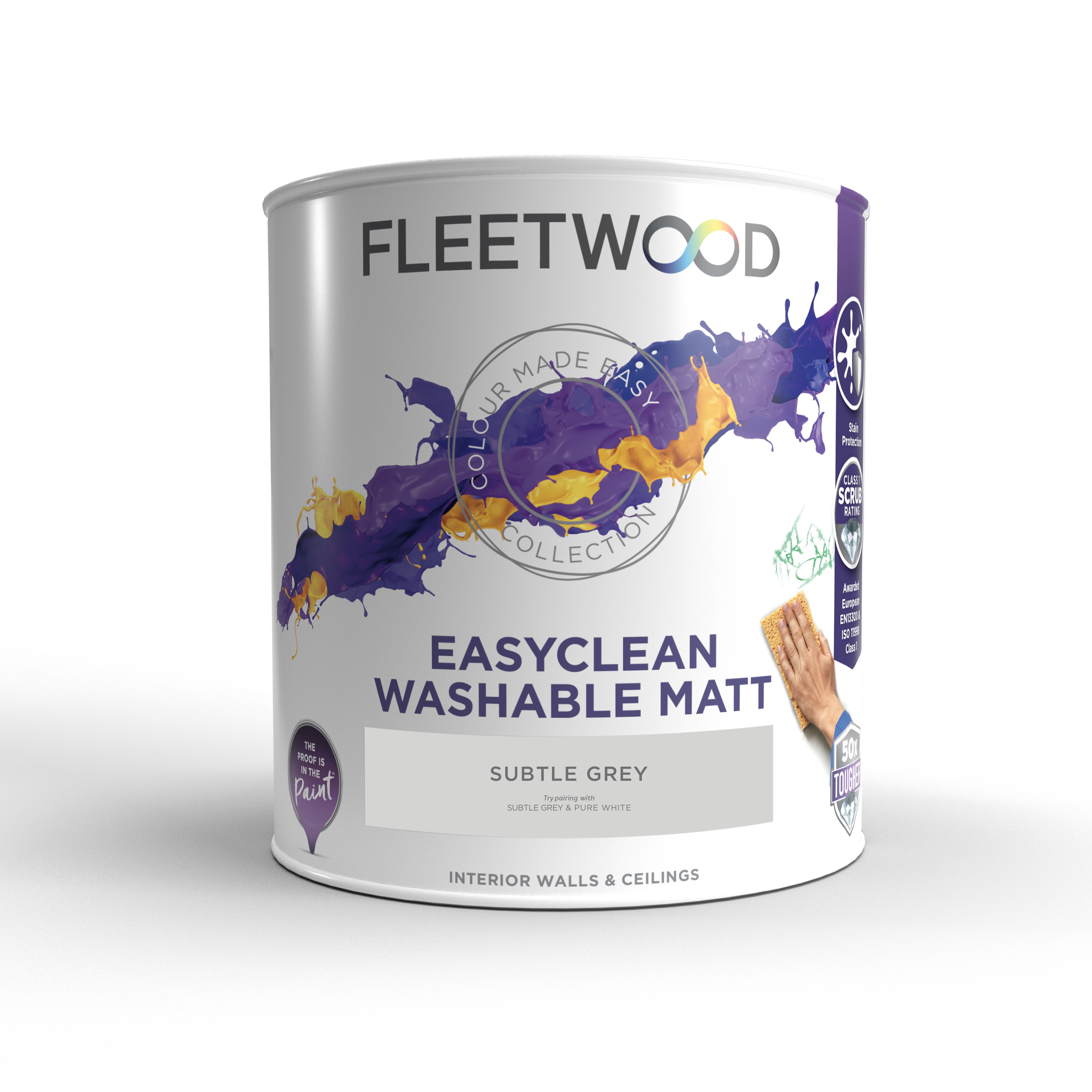 Fleetwood Easyclean Matt Subtle Grey Matt Emulsion paint, 5L
