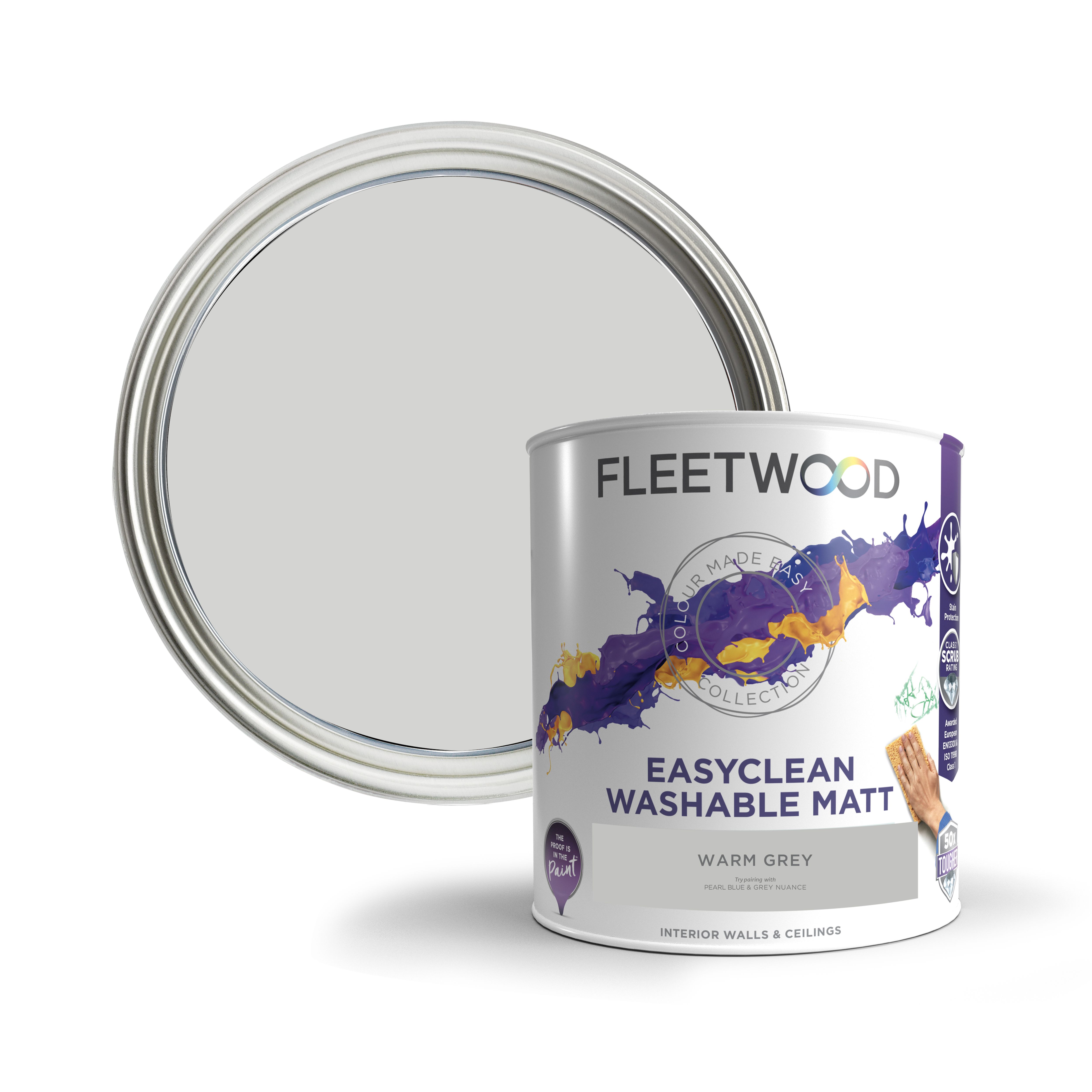 Fleetwood Easyclean Matt Warm Grey Emulsion paint, 5L DIY at B&Q