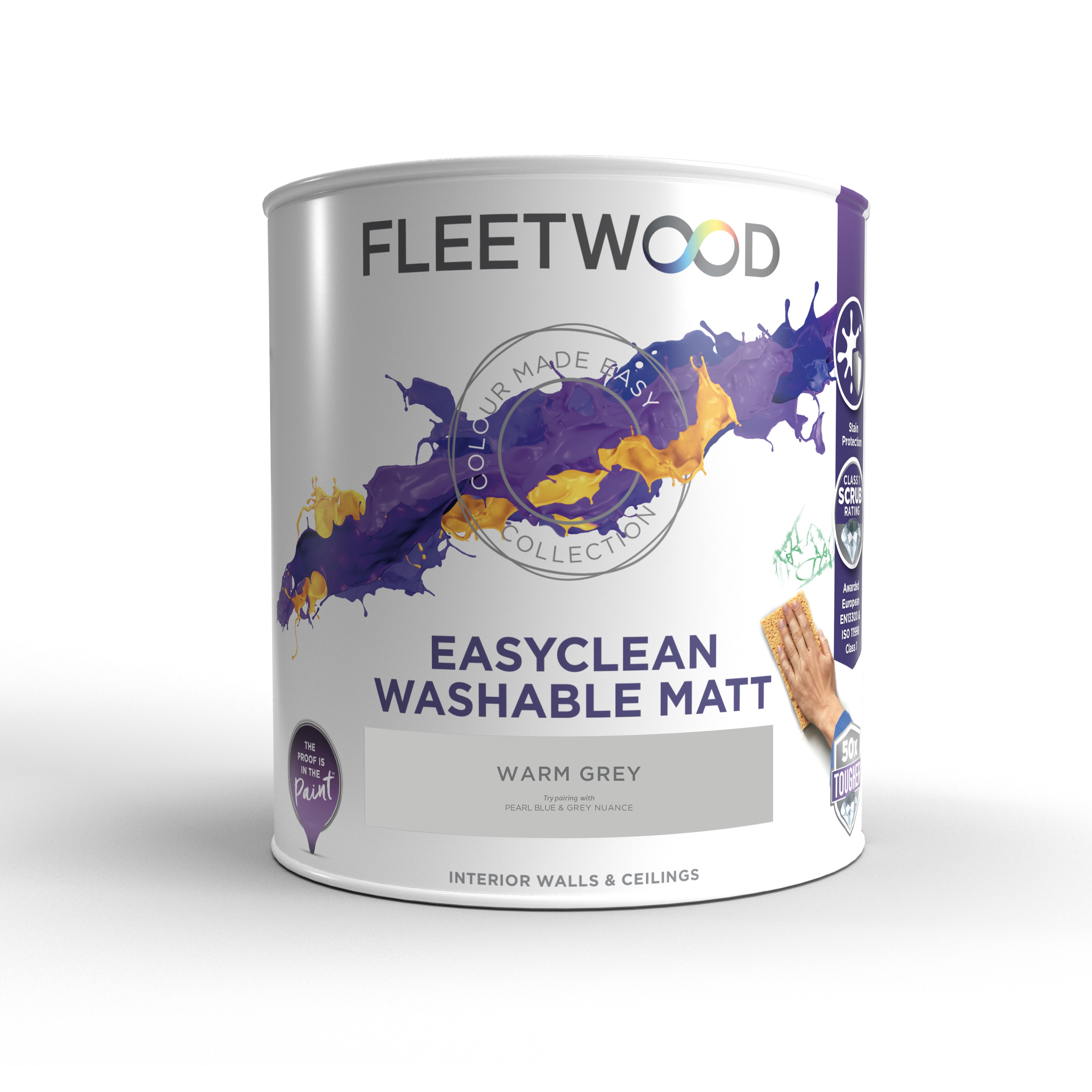 Fleetwood Easyclean Matt Warm Grey Matt Emulsion paint, 5L