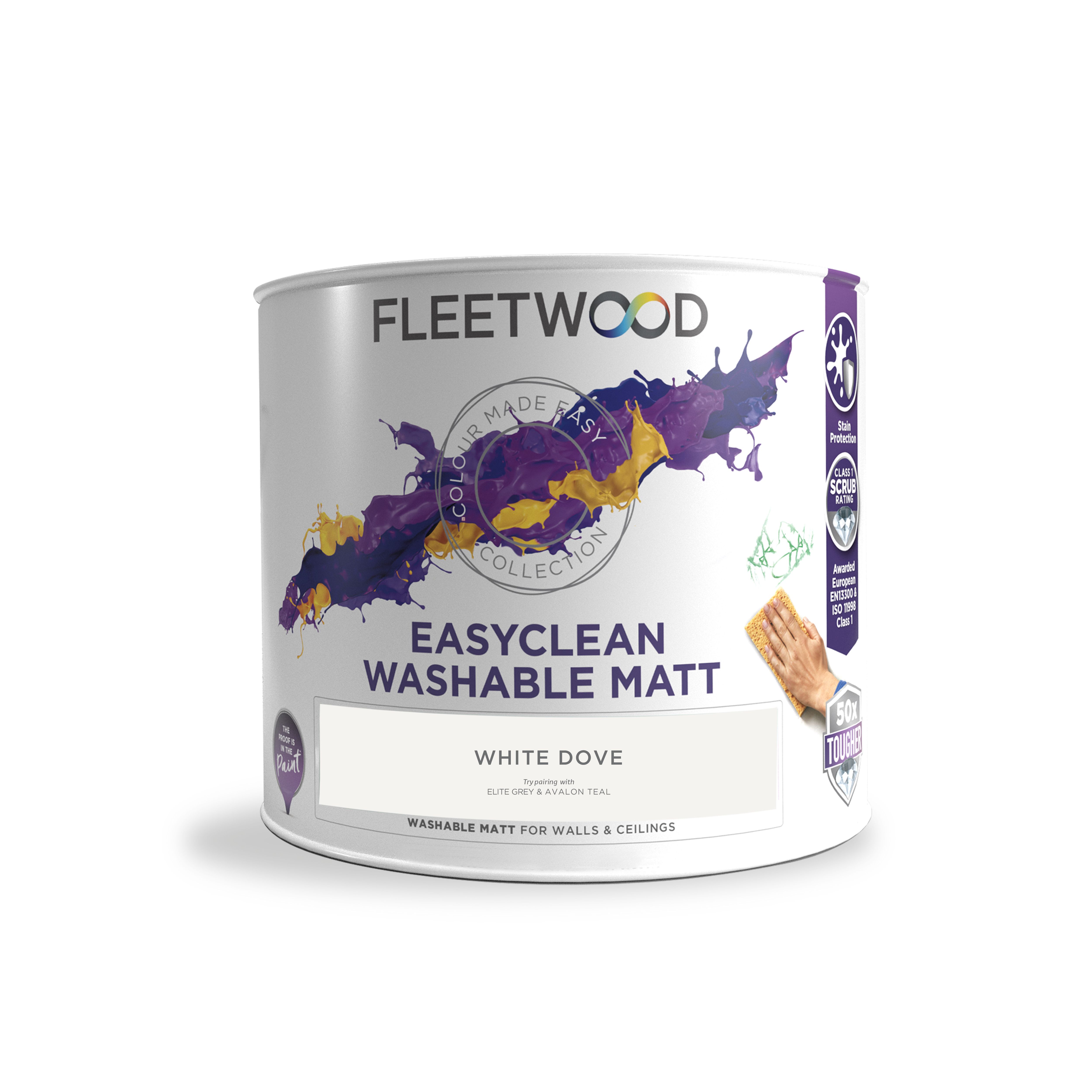 Fleetwood Easyclean Matt White Dove Matt Emulsion paint, 2.5L