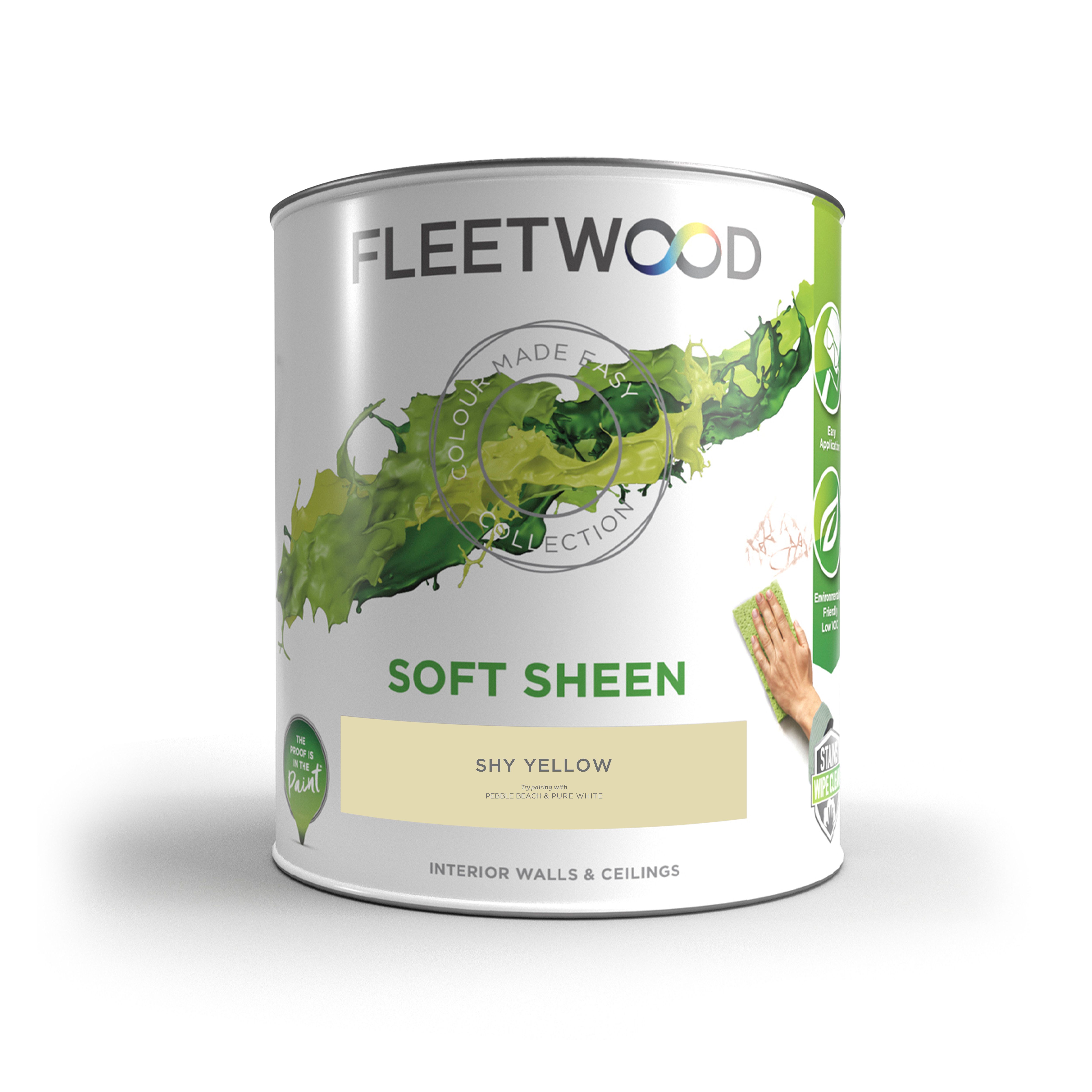 Fleetwood Shy Yellow Soft sheen Emulsion paint, 5L