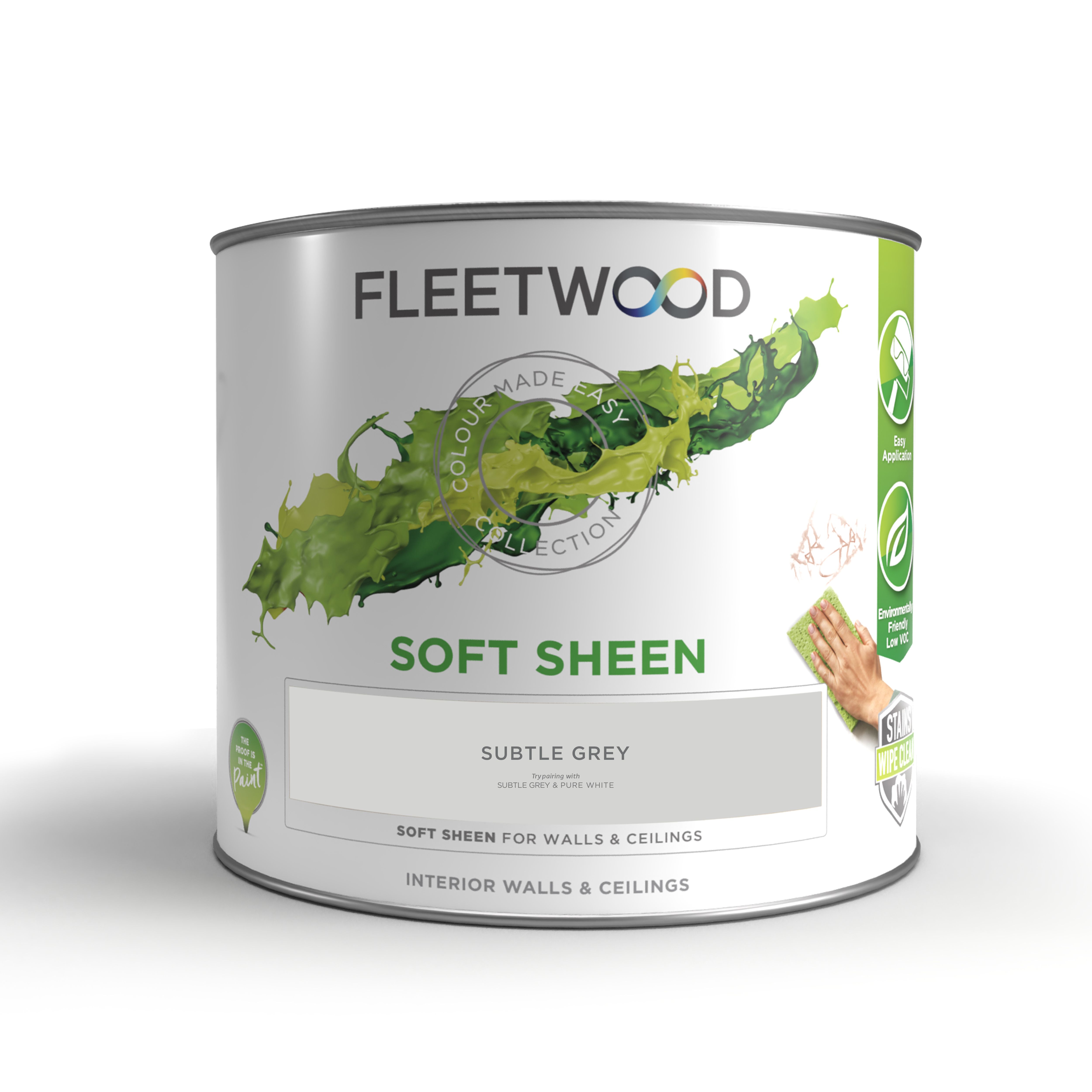Fleetwood Subtle Grey Soft sheen Emulsion paint, 2.5L