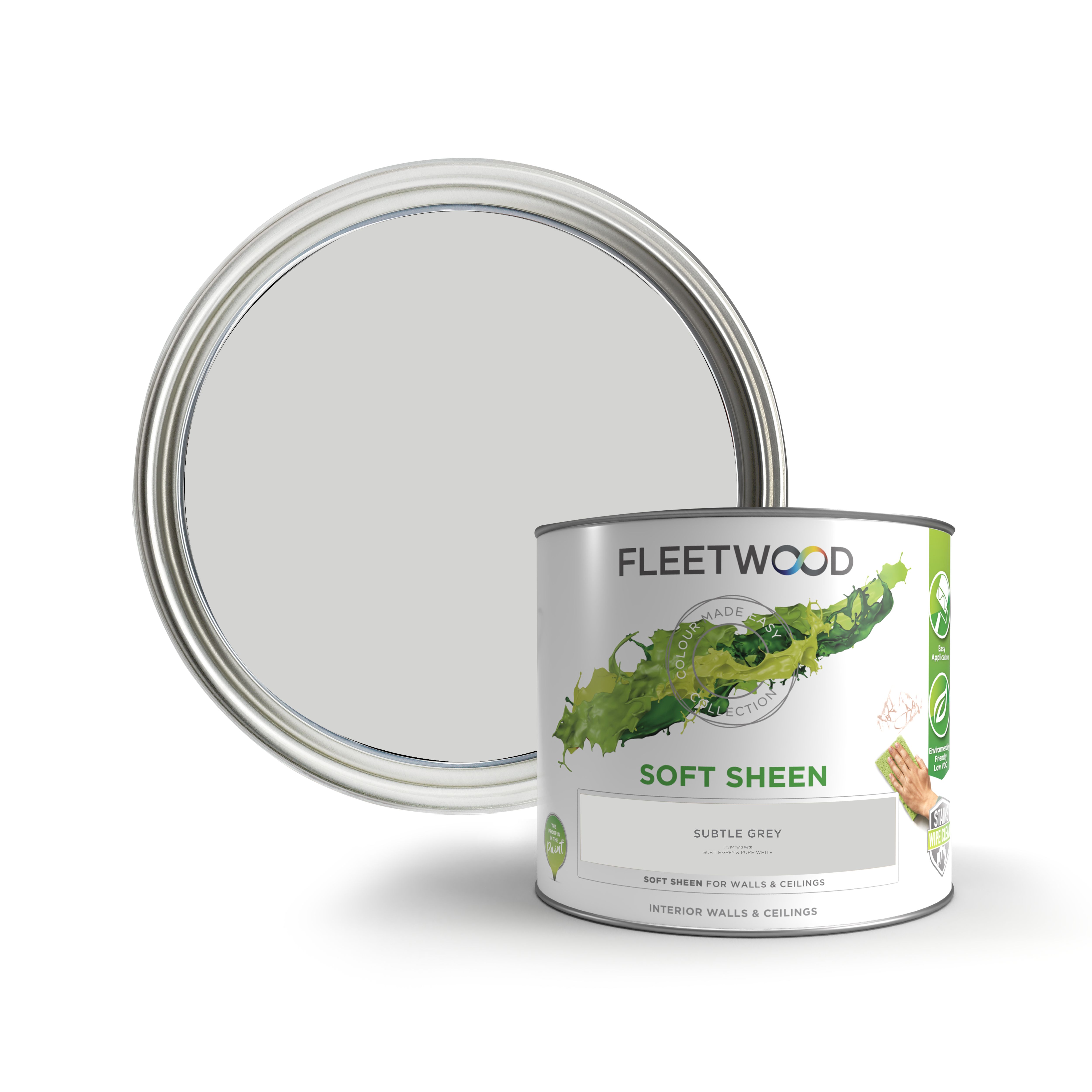 Fleetwood Subtle Grey Soft sheen Emulsion paint, 2.5L