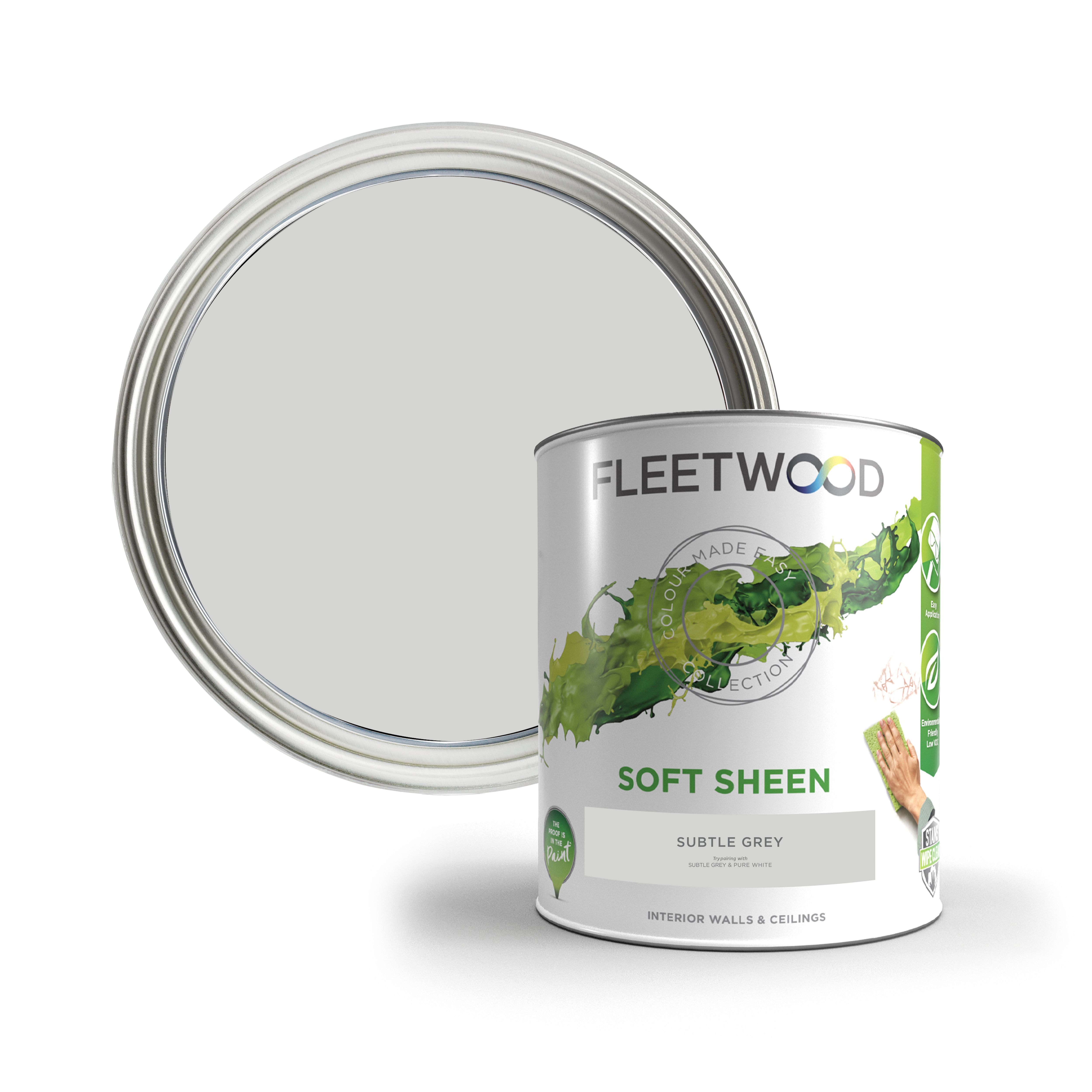 Fleetwood Subtle Grey Soft sheen Emulsion paint, 5L