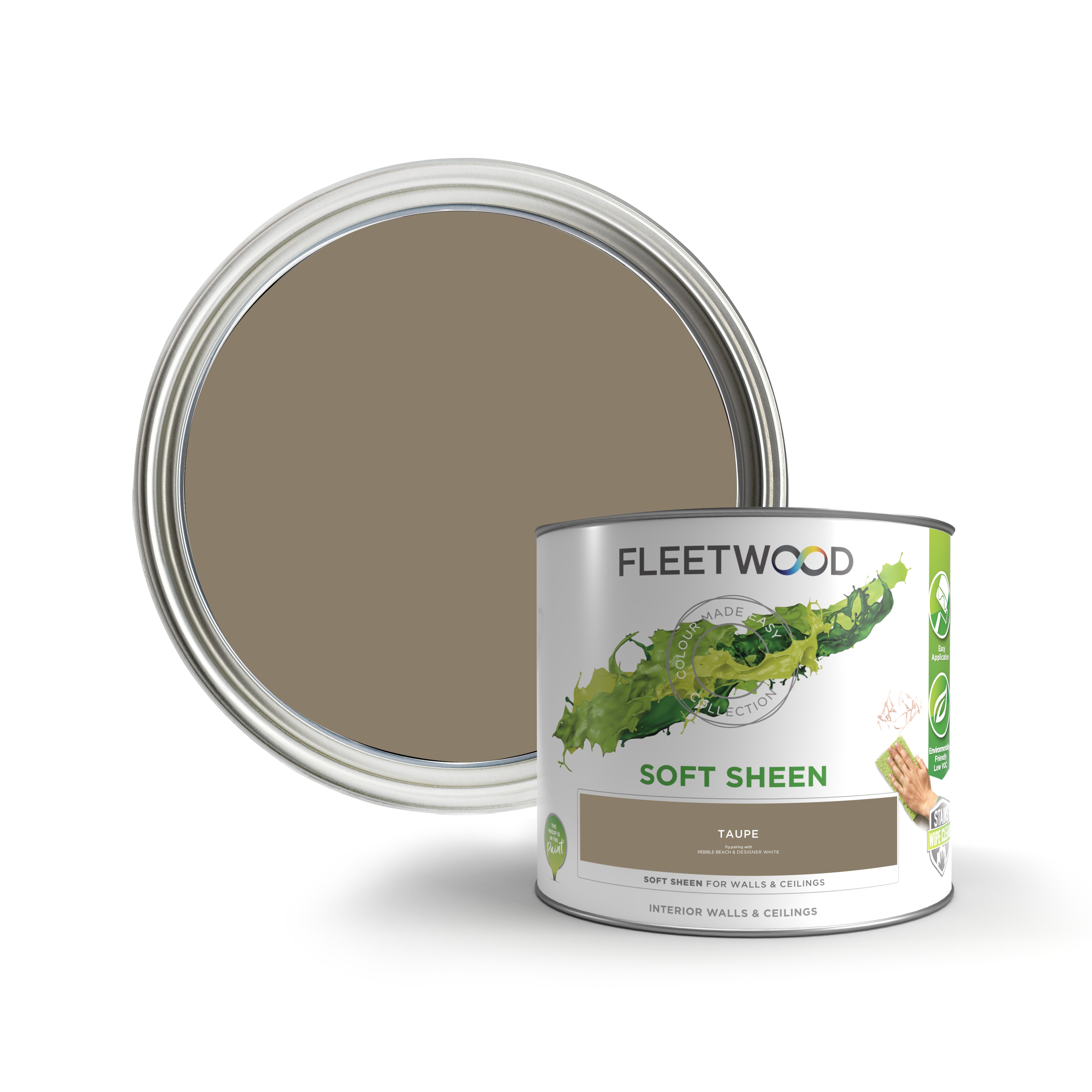 Fleetwood Taupe Soft sheen Emulsion paint, 2.5L