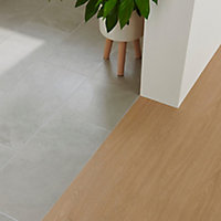 Floated Light grey Satin Concrete effect Porcelain Wall & floor Tile, Pack of 6, (L)600mm (W)300mm