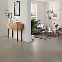 Floated Light grey Satin Concrete effect Porcelain Wall & floor Tile, Pack of 6, (L)600mm (W)300mm