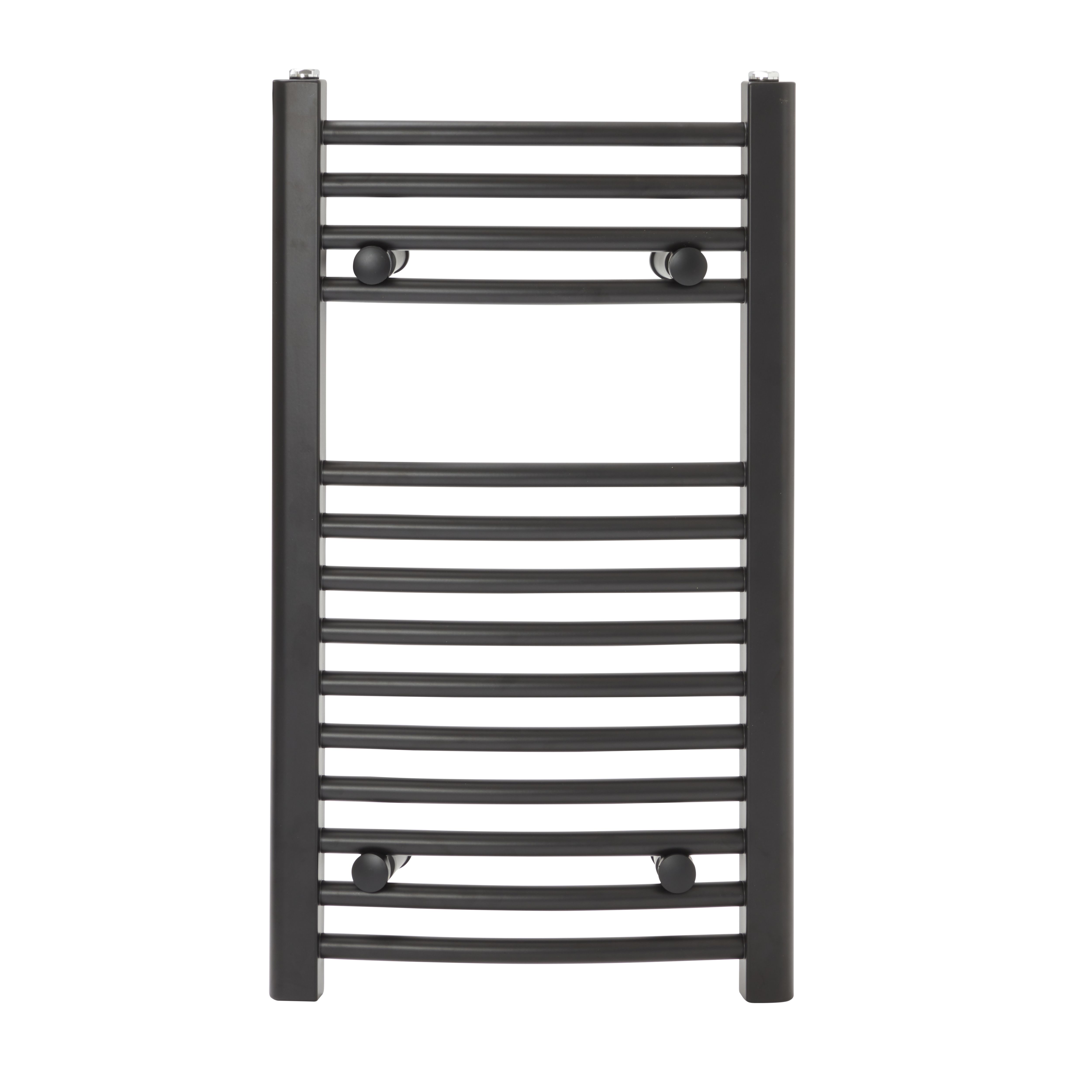 Flomasta Black 924BTU Vertical Towel radiator (W)400mm x (H)700mm