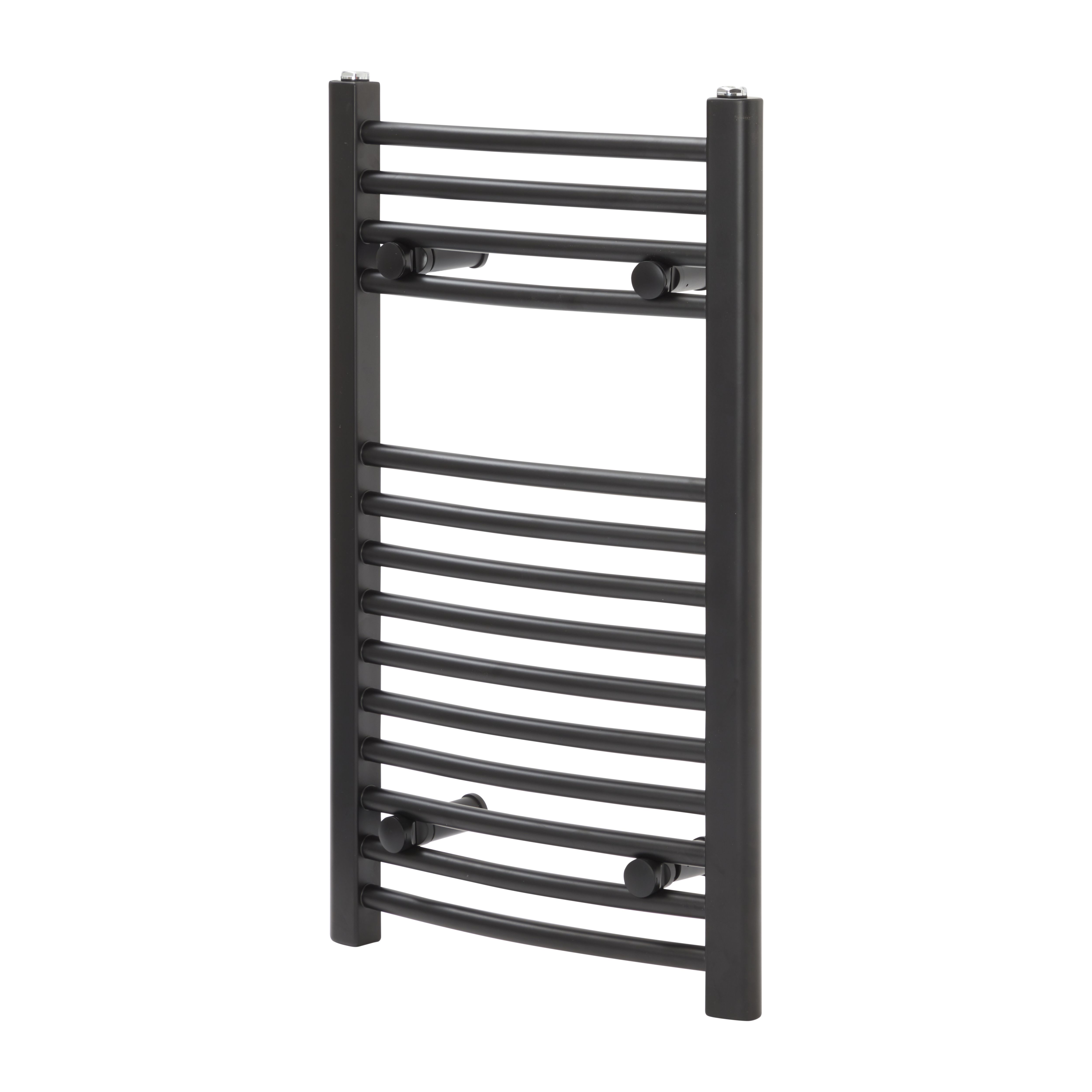 Flomasta, Black Vertical Curved Towel radiator (W)400mm x (H)700mm