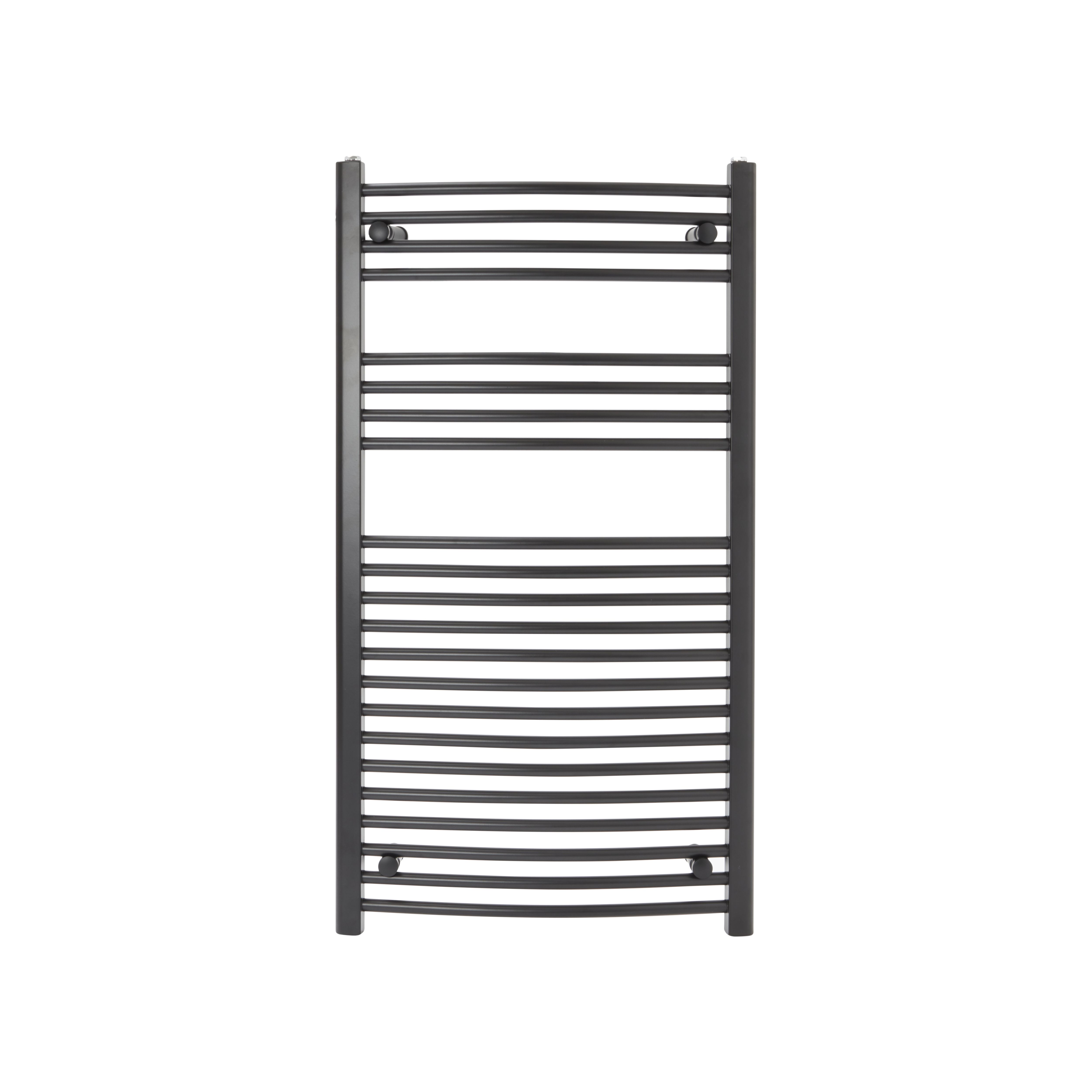 Flomasta, Black Vertical Curved Towel radiator (W)600mm x (H)1100mm