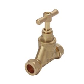 Flomasta Brass Compression Heating & sanitary Shut-off Stop cock, (Dia)15mm x 15mm