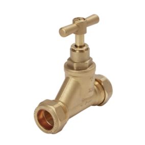 Flomasta Bronze Compression Heating & sanitary Shut-off Stop cock, (Dia)22mm