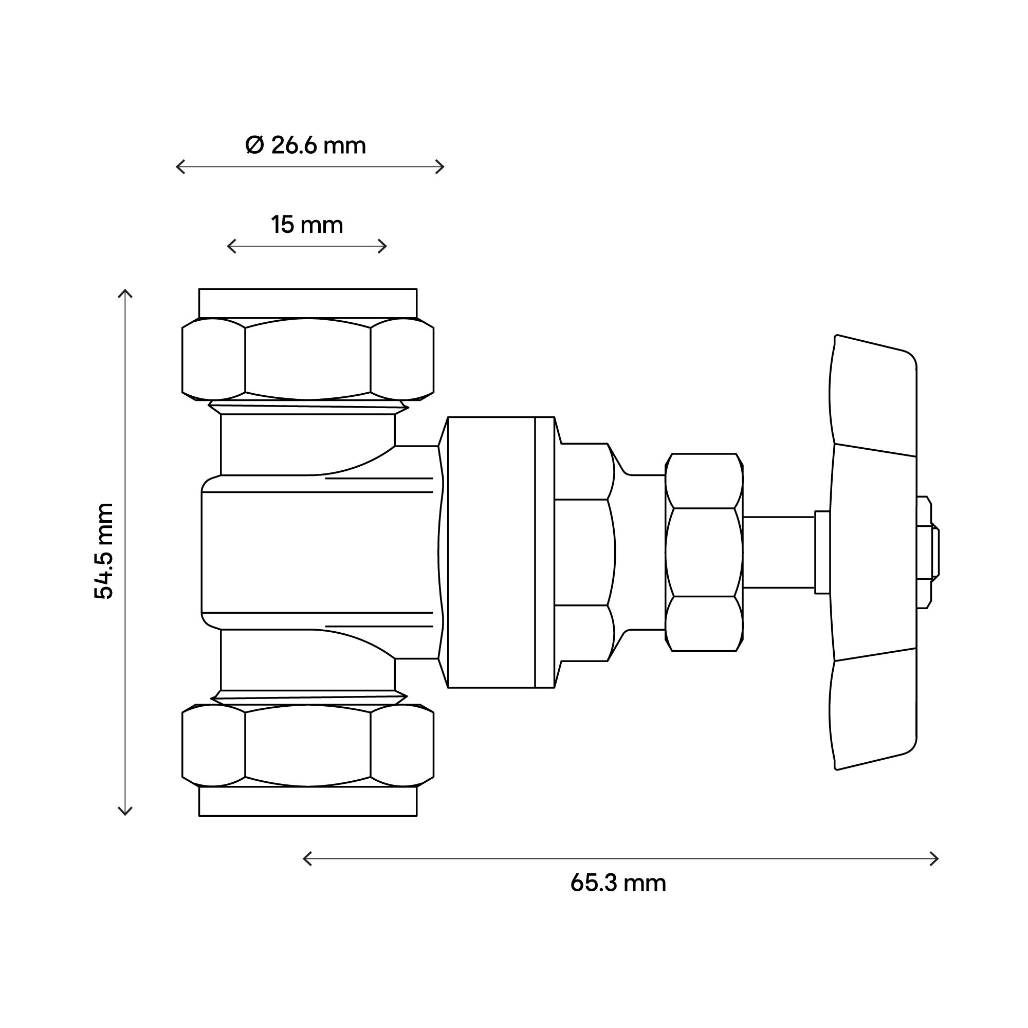 Flomasta Bronze Compression Heating & sanitary Shut-off Valve, (Dia)15mm