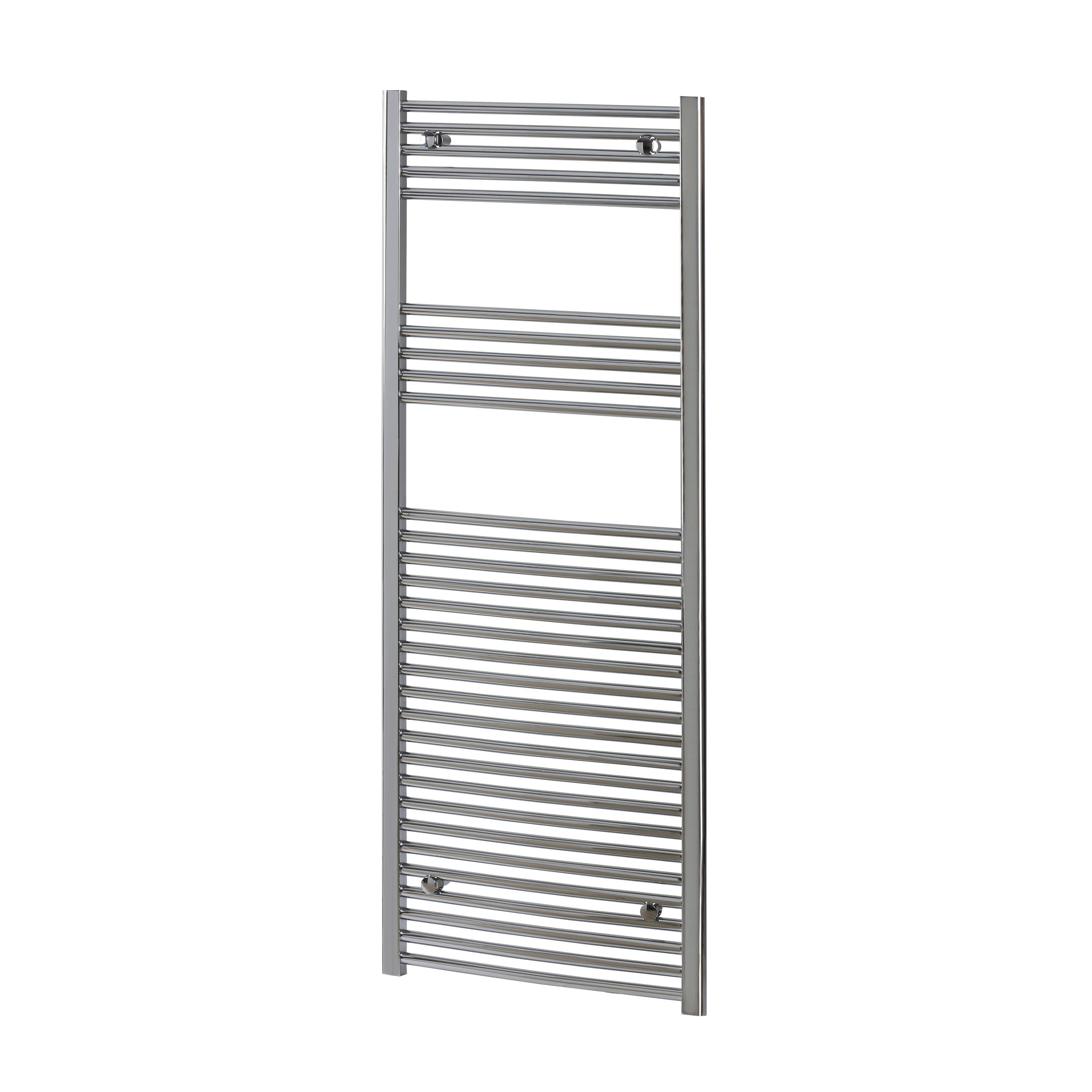 Flomasta Chrome effect 1951BTU Vertical Towel radiator (W)600mm x (H)1600mm
