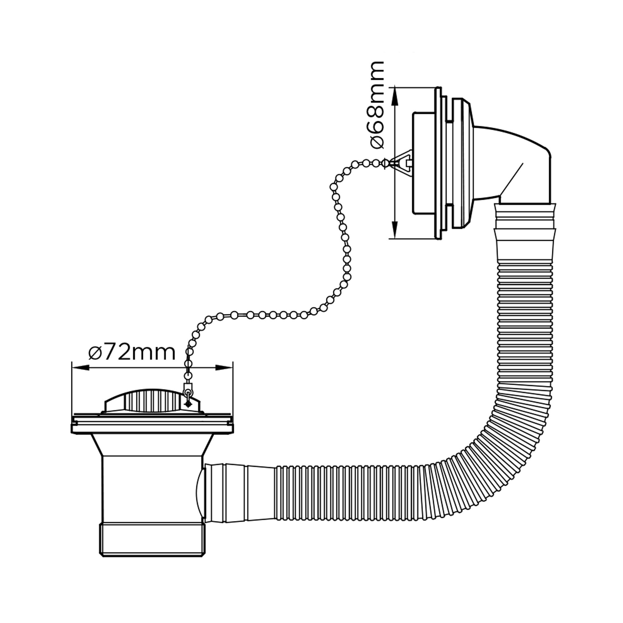 Flomasta Chrome effect Polypropylene (PP) & stainless steel 62mm Plug & chain Unslotted Waste (Dia)52mm