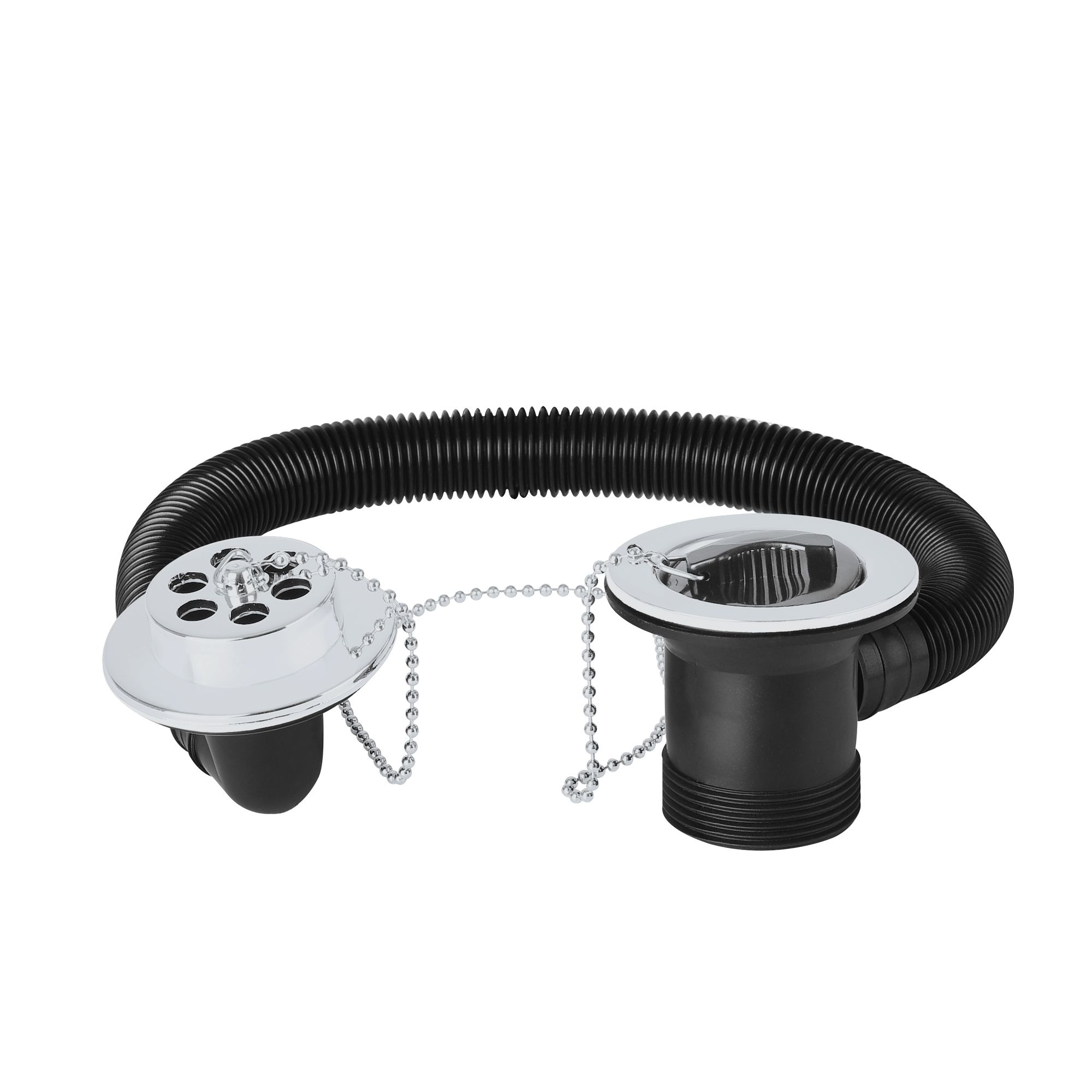 Flomasta Chrome effect Polypropylene (PP) & stainless steel 62mm Plug & chain Unslotted Waste (Dia)52mm