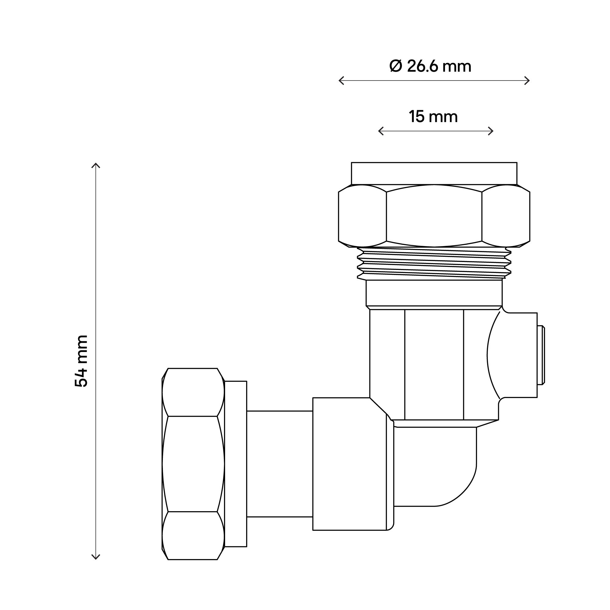 Flomasta Compression Angled Service Valve (Dia)15mm ½"