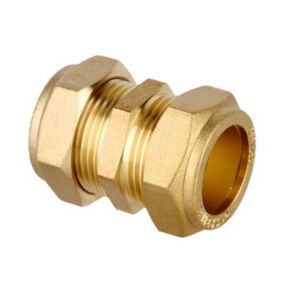 Flomasta Compression fitting Yellow Straight Equal Coupler (Dia)22mm, Pack of 10