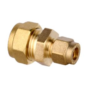 Flomasta Compression fitting Yellow Straight Reducing Coupler (Dia)15mm, (L)41.5mm x 15mm 8mm