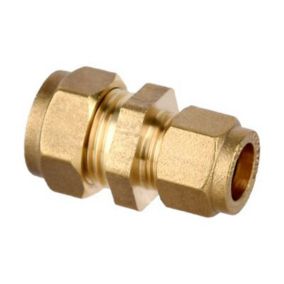 Flomasta Compression fitting Yellow Straight Reducing Coupler (Dia)15mm, (L)43.5mm x 15mm 12mm
