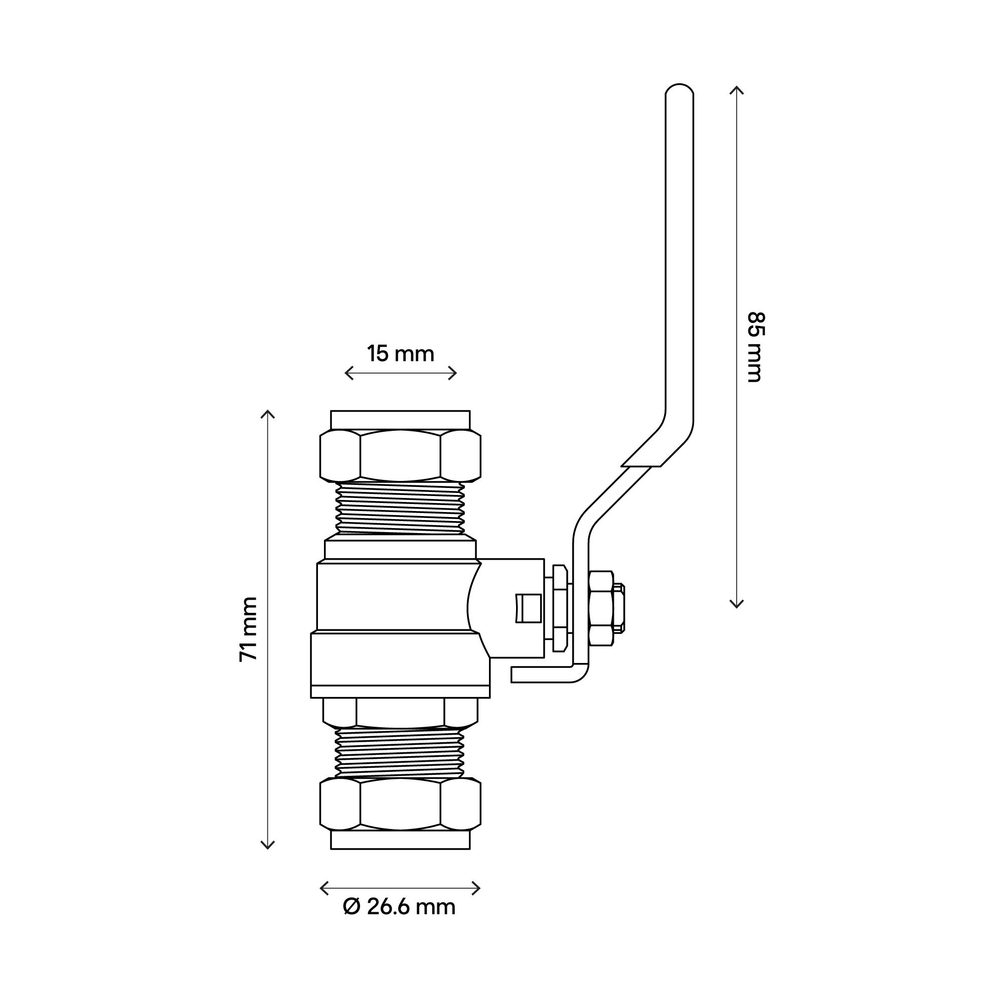 Flomasta Compression Lever Valve (Dia)15mm