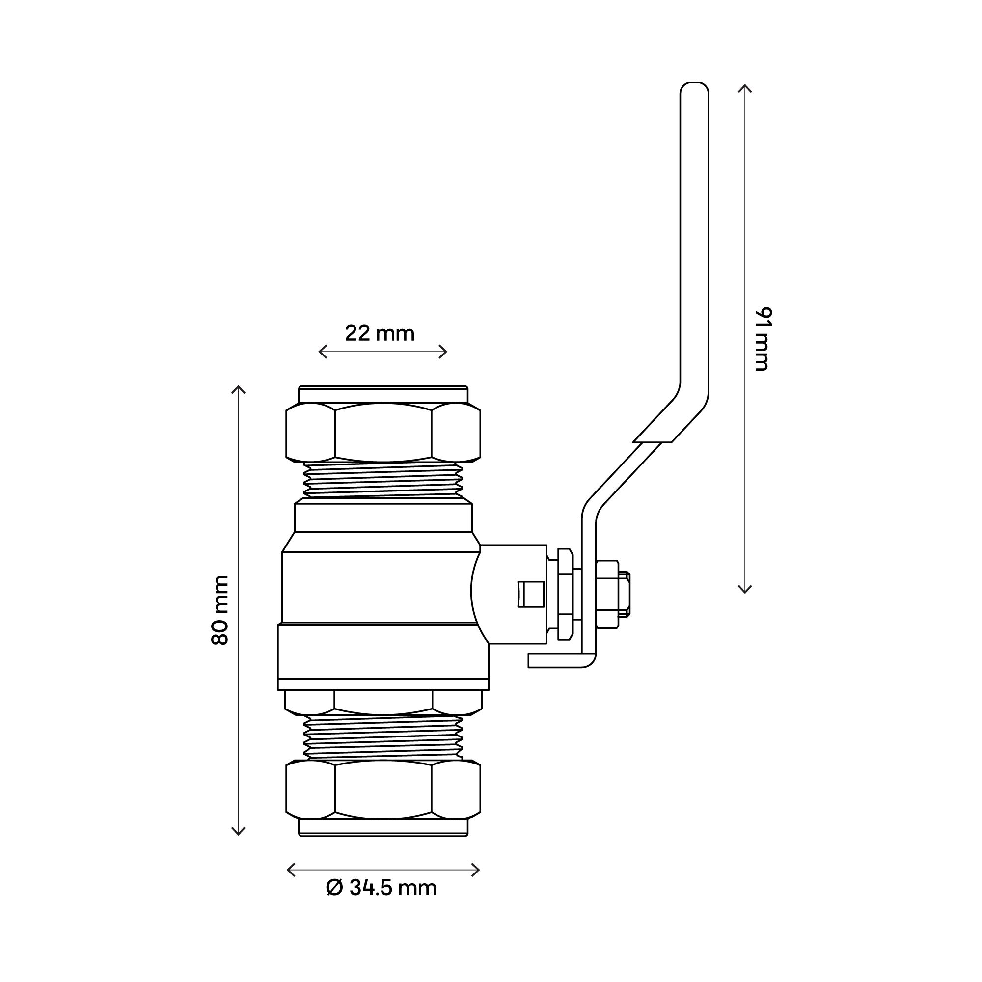 Flomasta Compression Lever Valve (Dia)20mm